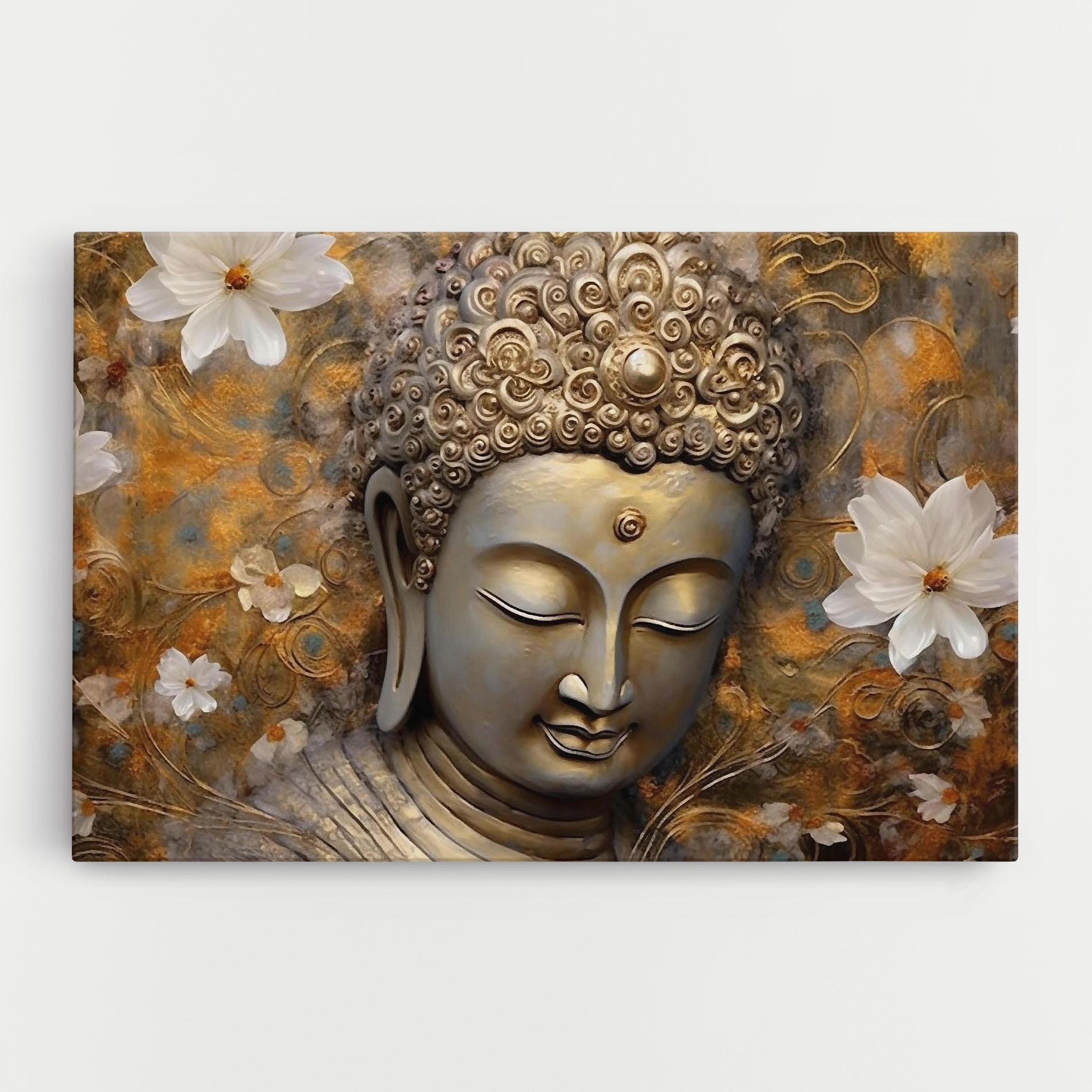 Leinwandbild White Flower Buddha Art mockup 0