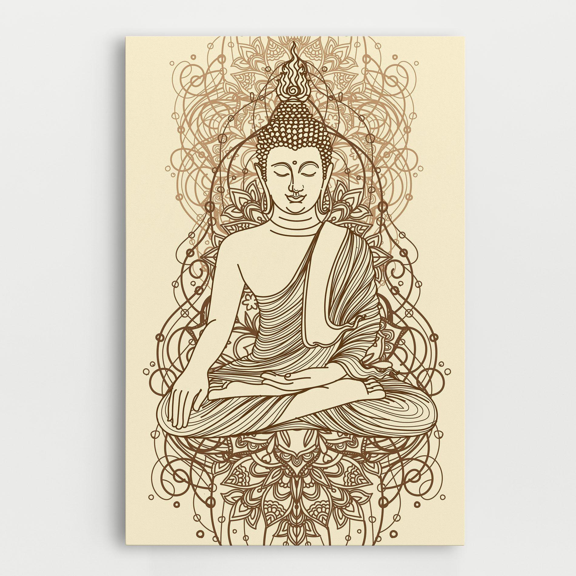 Leinwandbild Brown Line Buddha mockup 0