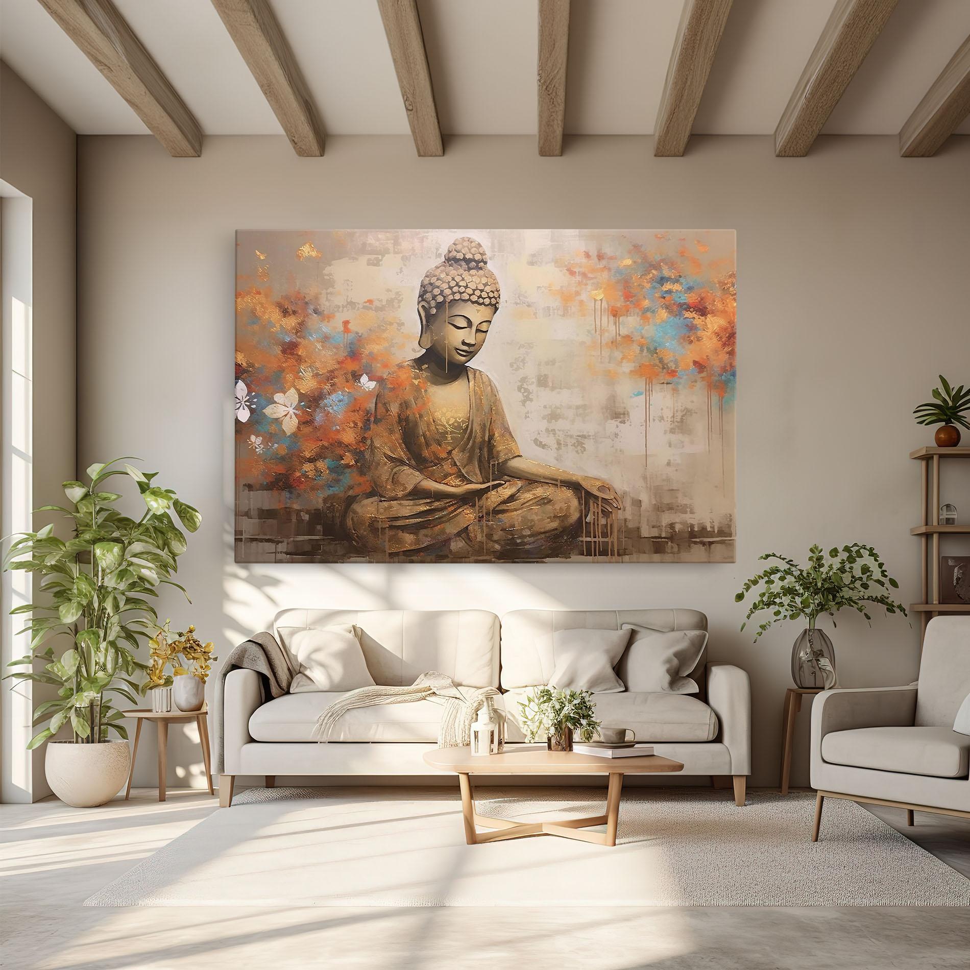 Leinwandbild Buddha Cream Blue mockup 6