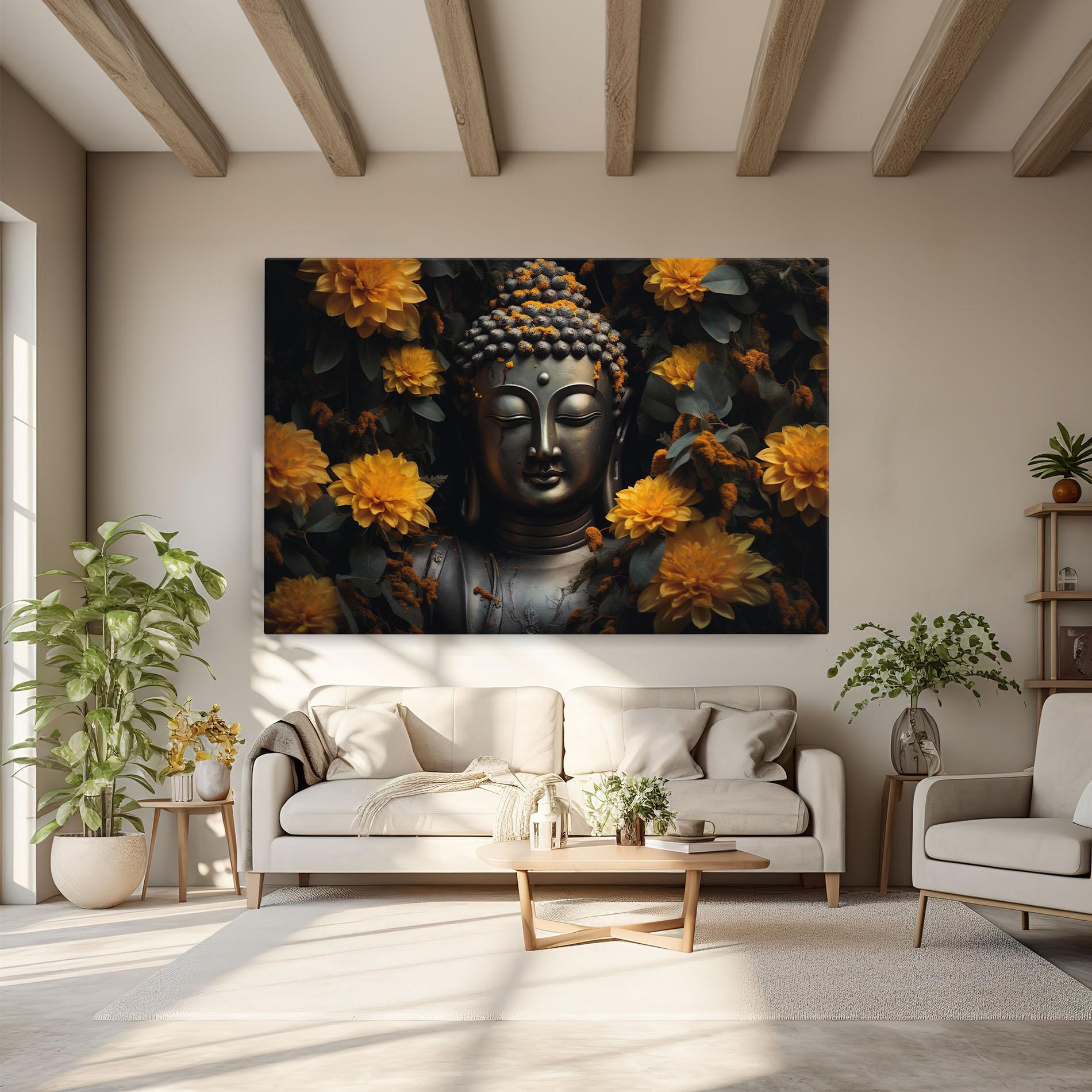 Leinwandbild Buddha Peace Statue mockup 6