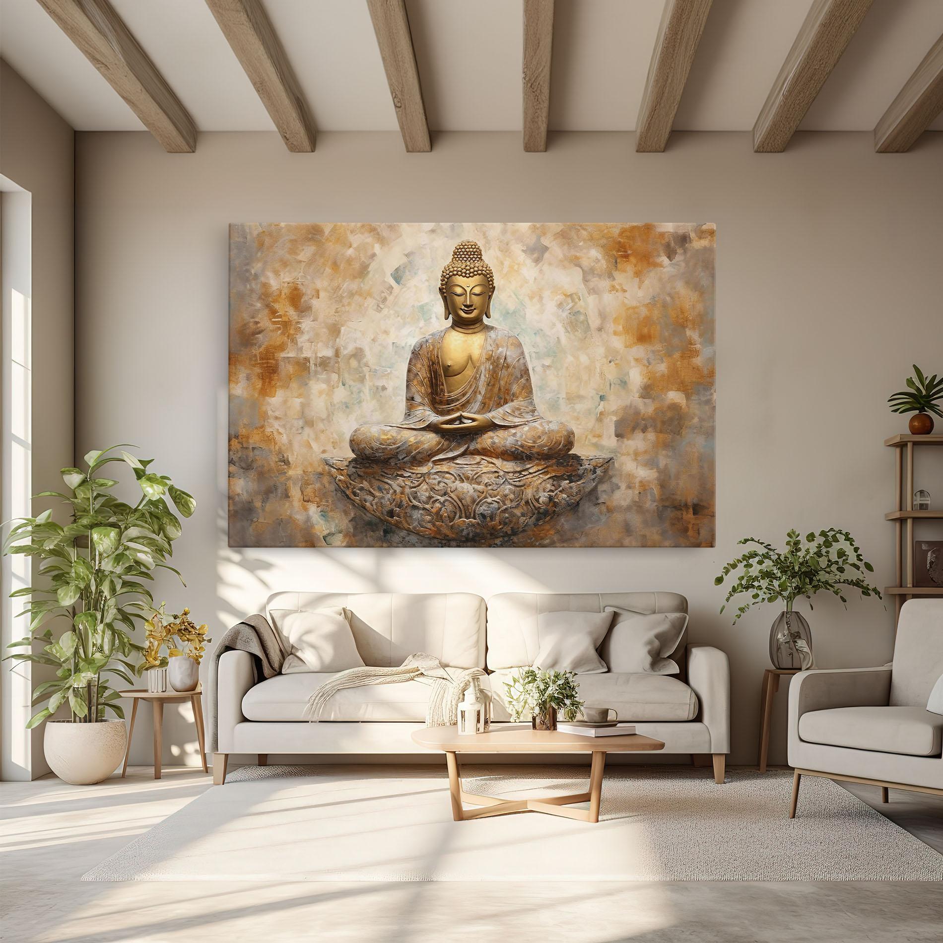 Leinwandbild Cream Buddha Art mockup 6
