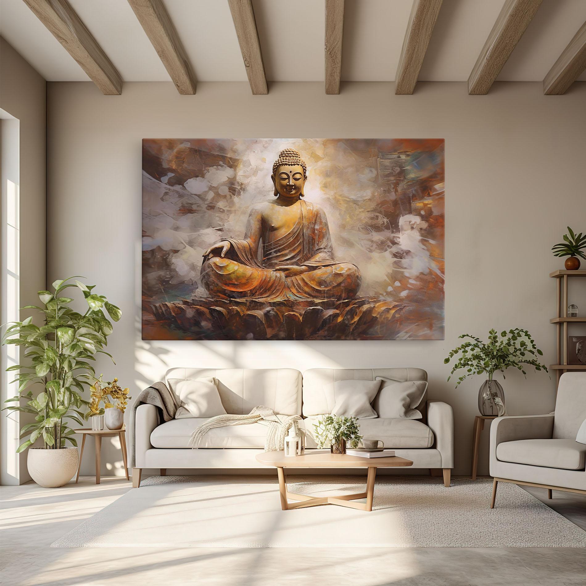 Leinwandbild Cream Orange Buddha mockup 6