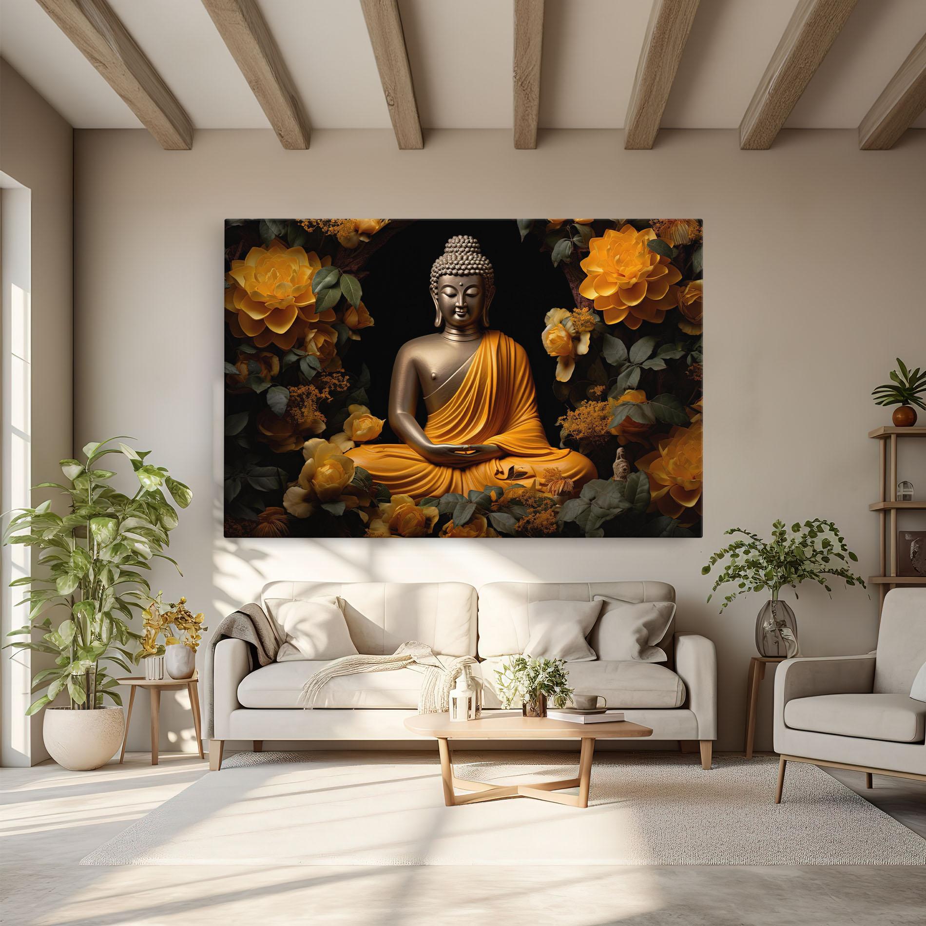 Leinwandbild Gold Buddha Flower mockup 6