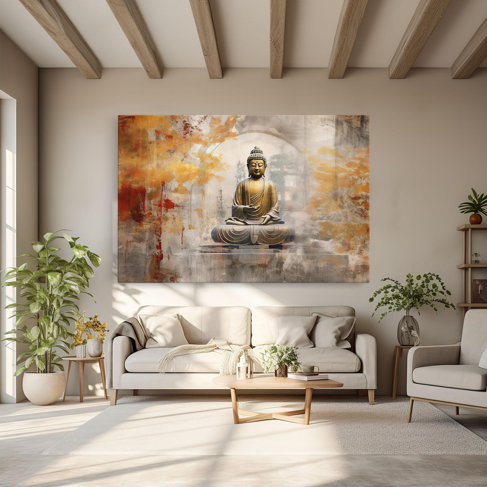 Leinwandbild Grey Gold Buddha mockup 6