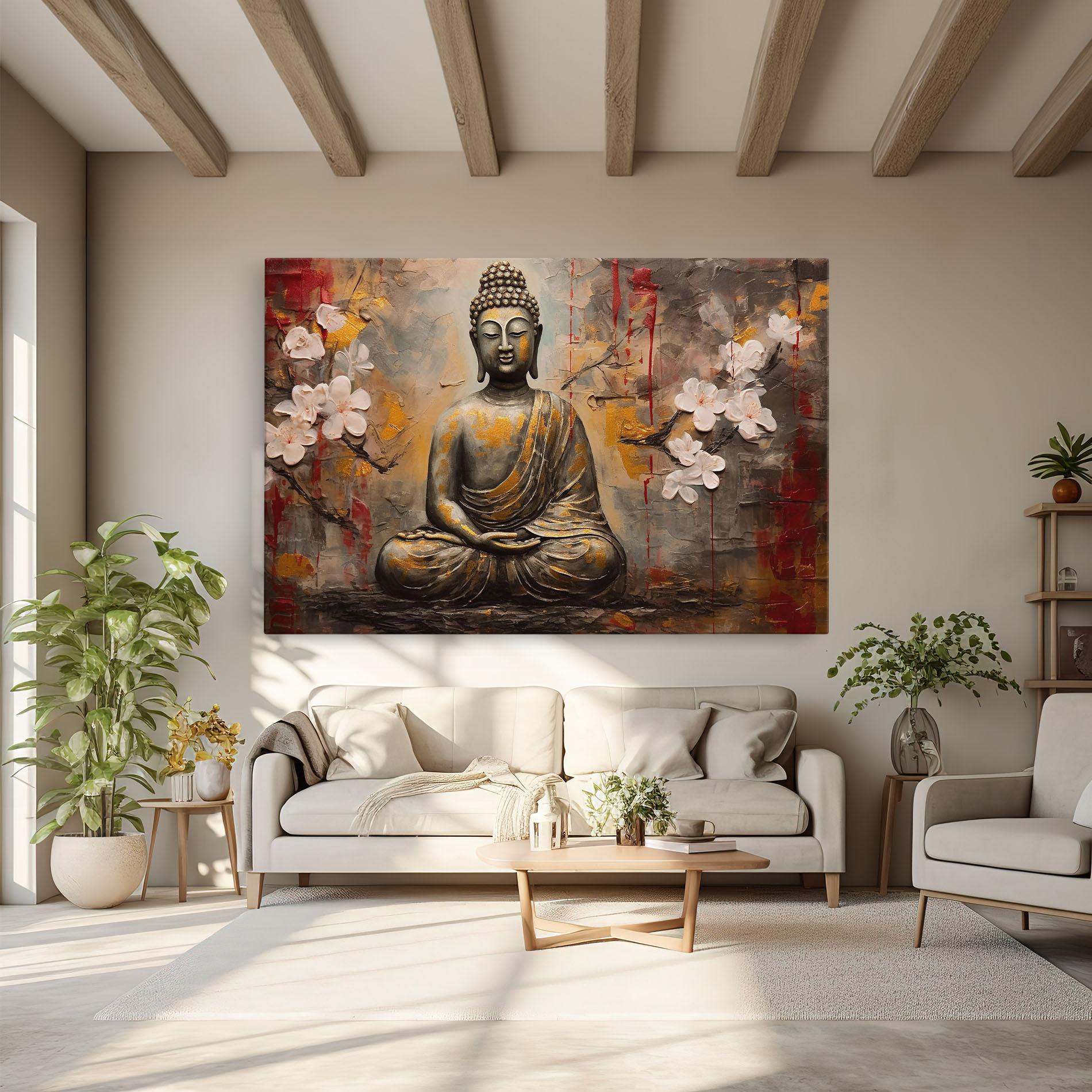 Leinwandbild White Red Buddha mockup 6