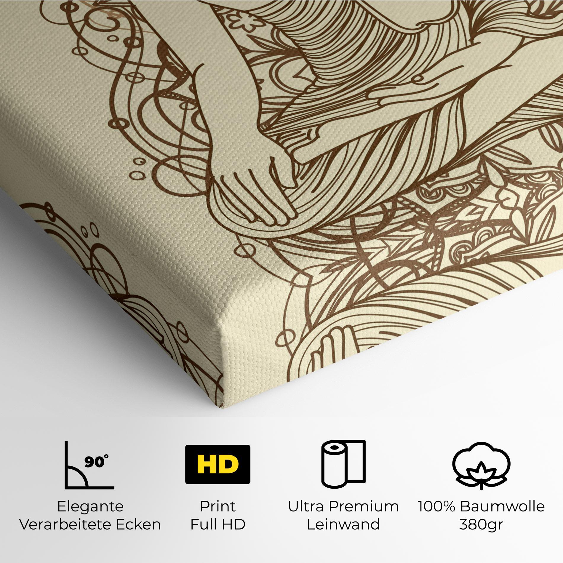 Leinwandbild Brown Line Buddha mockup 4