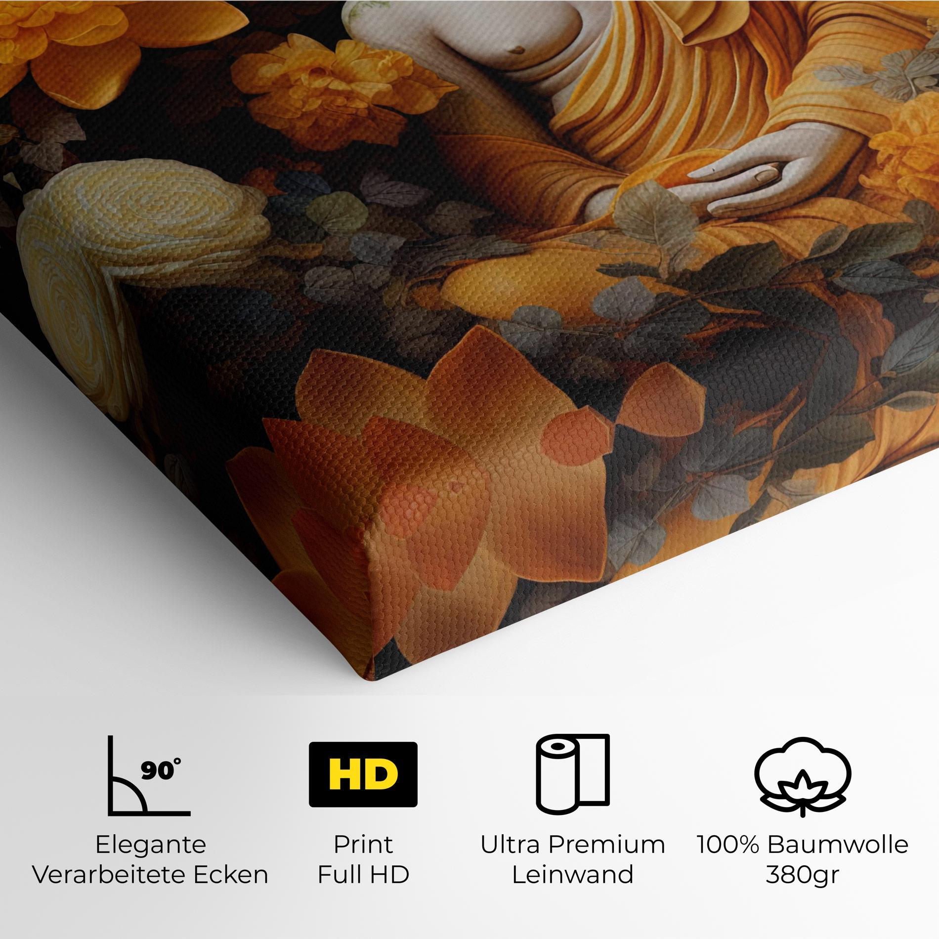 Leinwandbild Buddha Big Flowers mockup 4