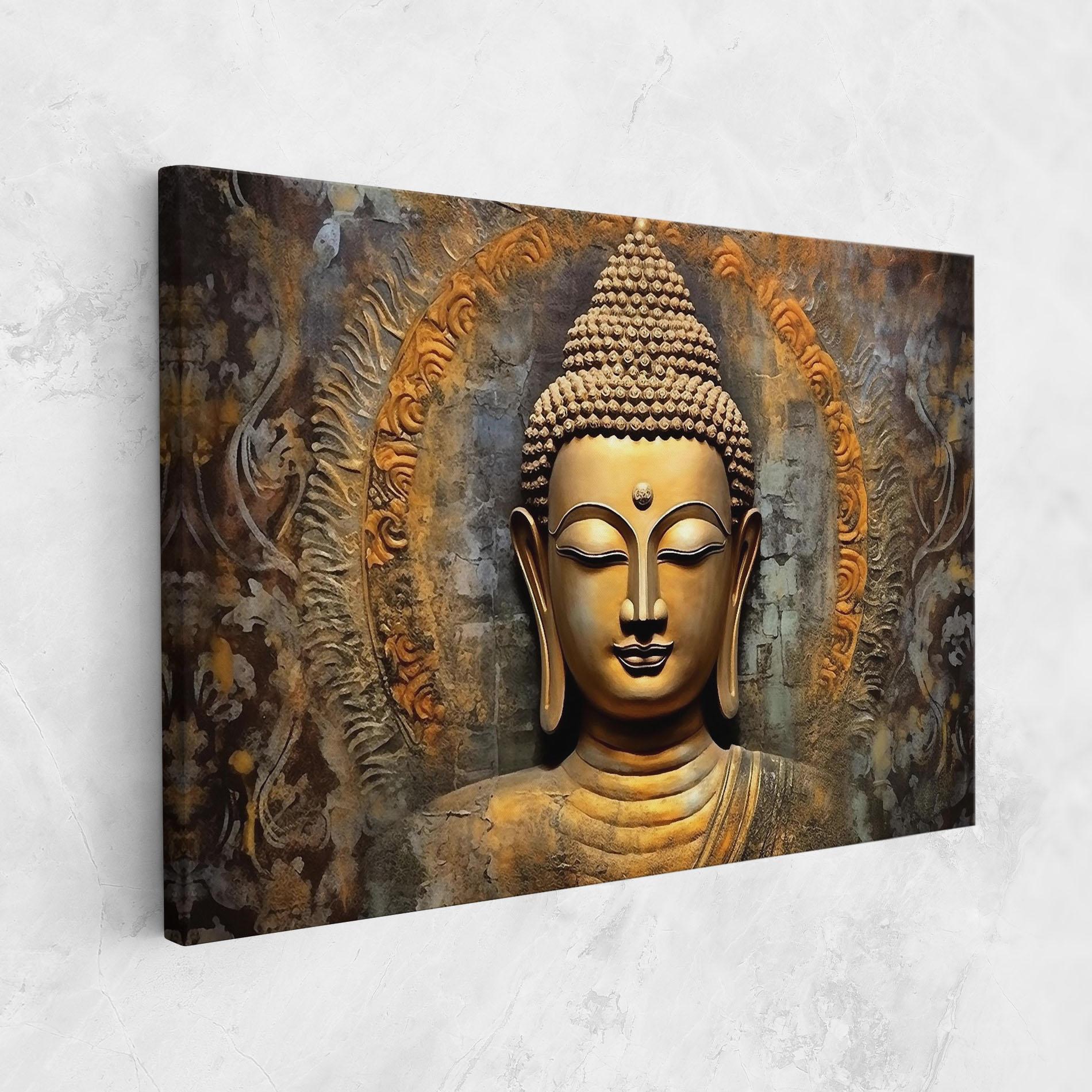 Leinwandbild Buddha 3d Head mockup 1