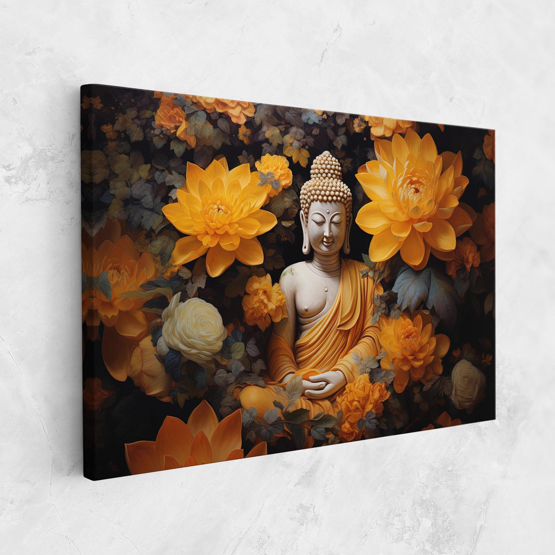 Leinwandbild Buddha Big Flowers mockup 1