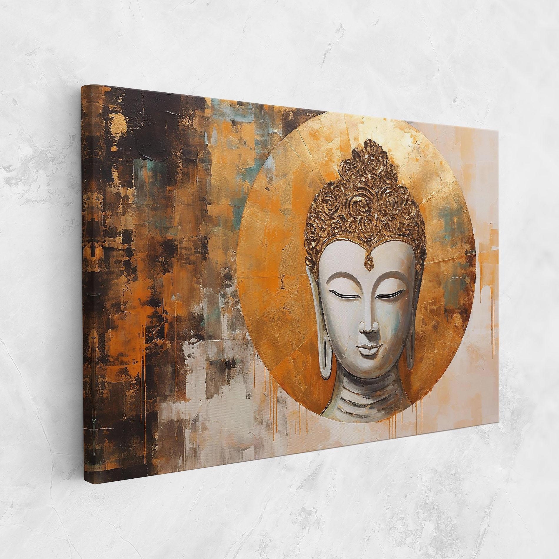 Leinwandbild Cream Circle Buddha mockup 1