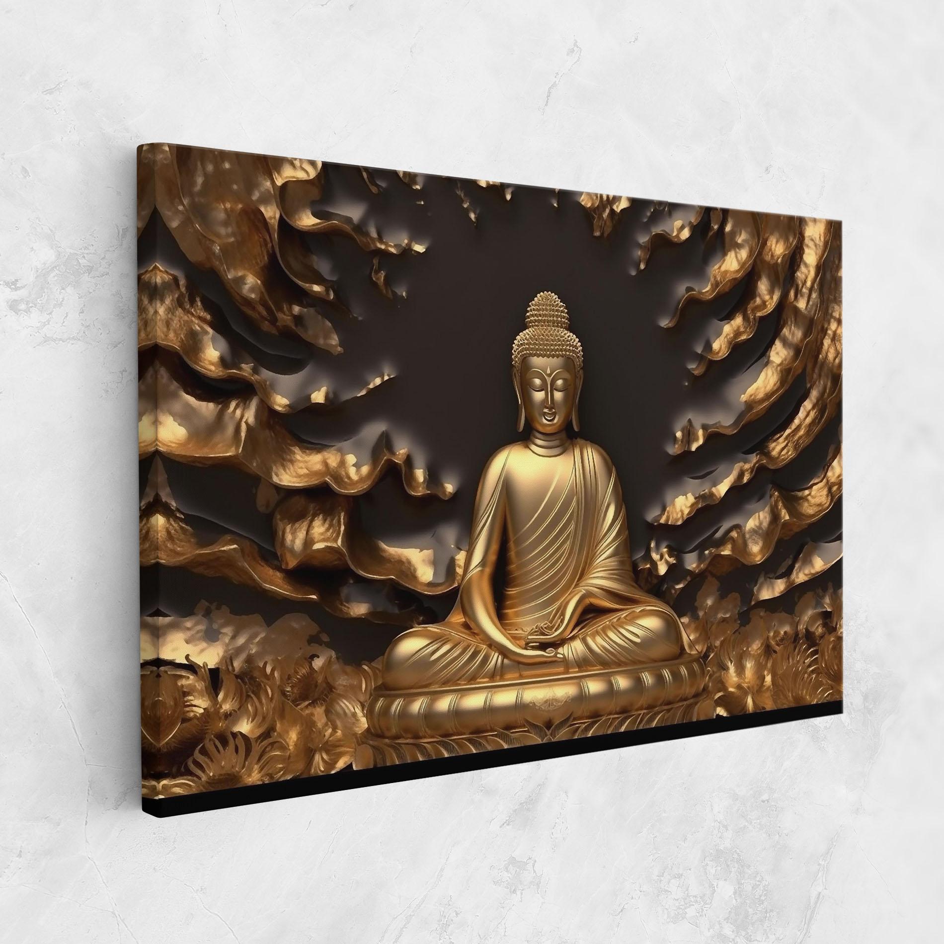 Leinwandbild Gold 3d Buddha mockup 1