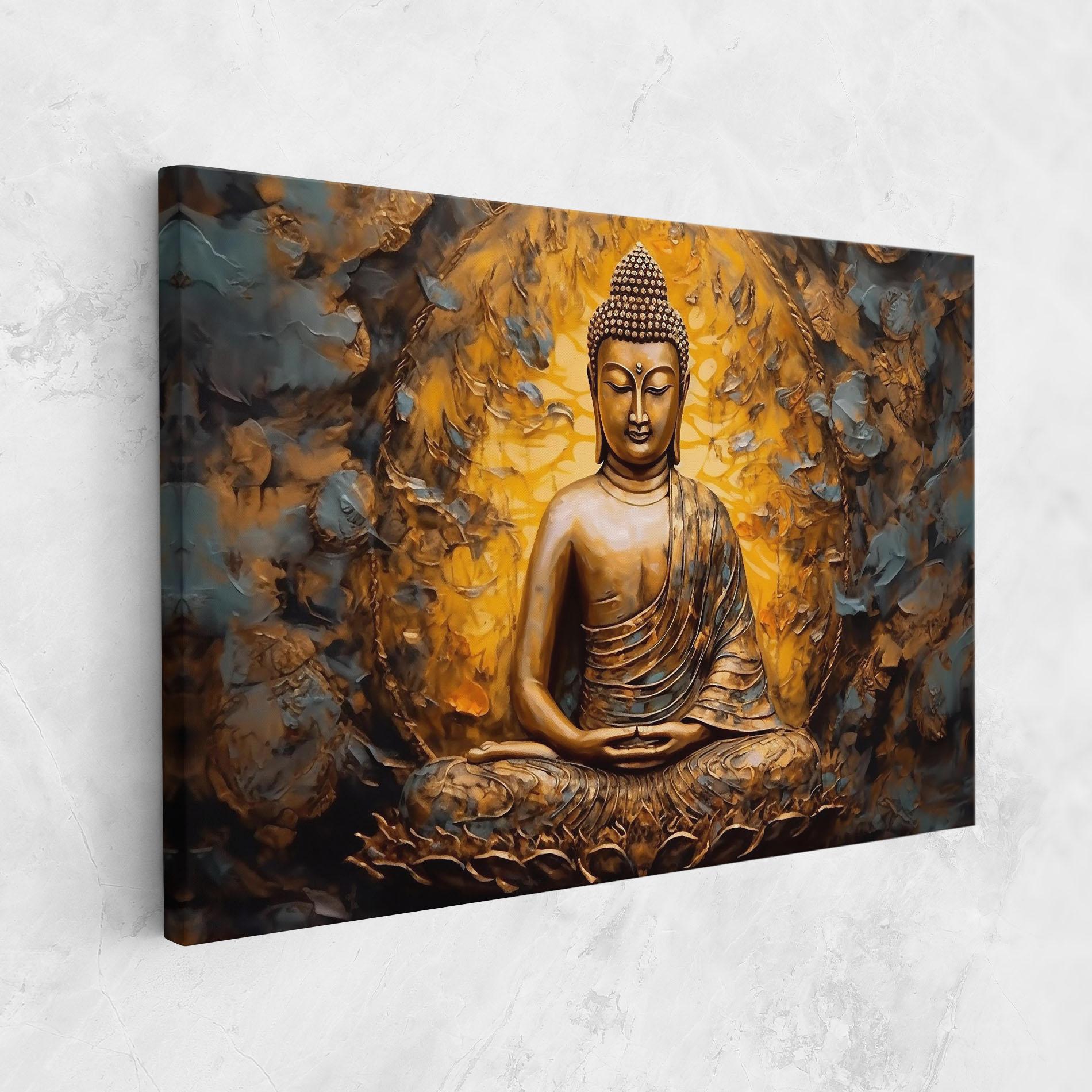 Leinwandbild Gold Grey Buddha mockup 1