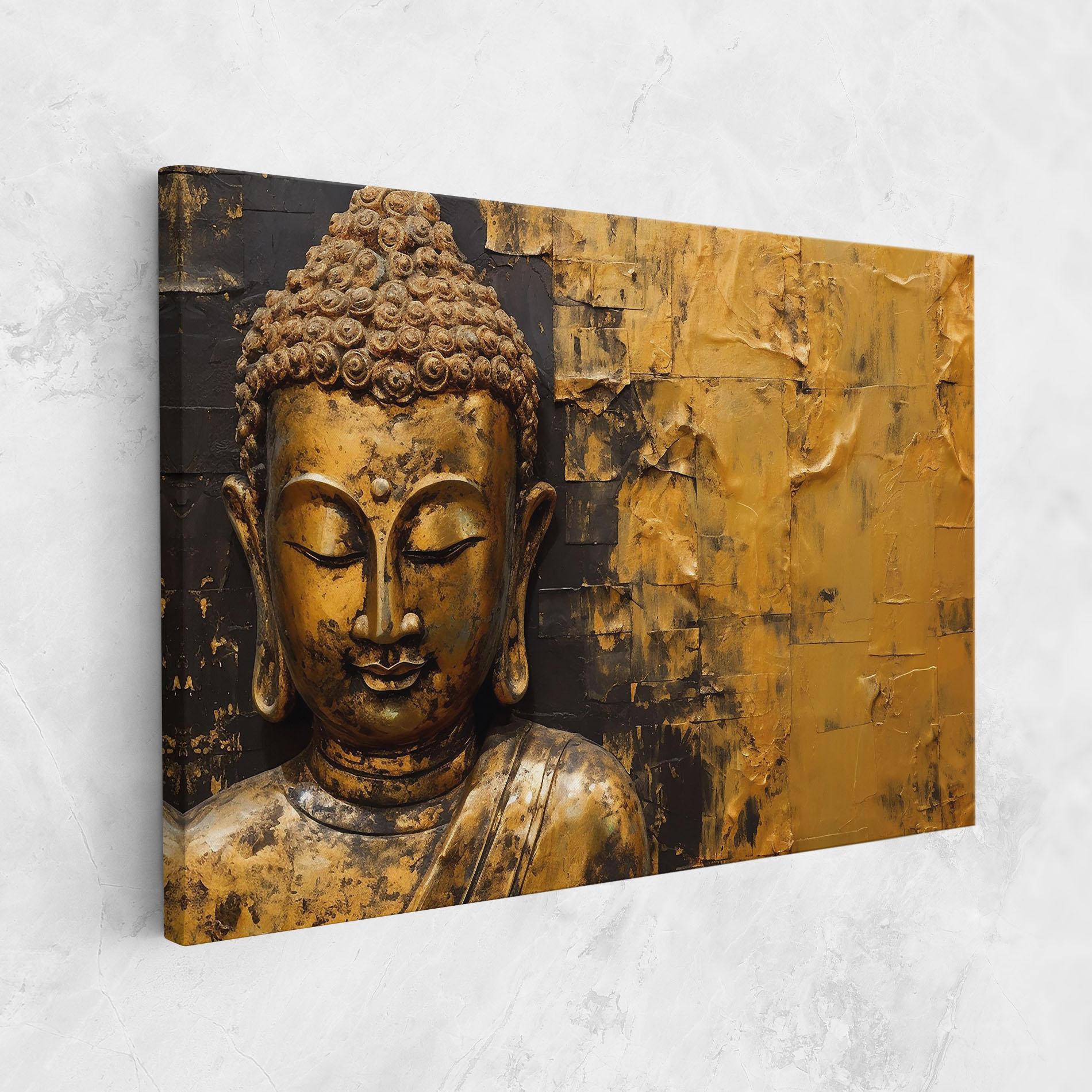 Leinwandbild Gold Paint Buddha mockup 1