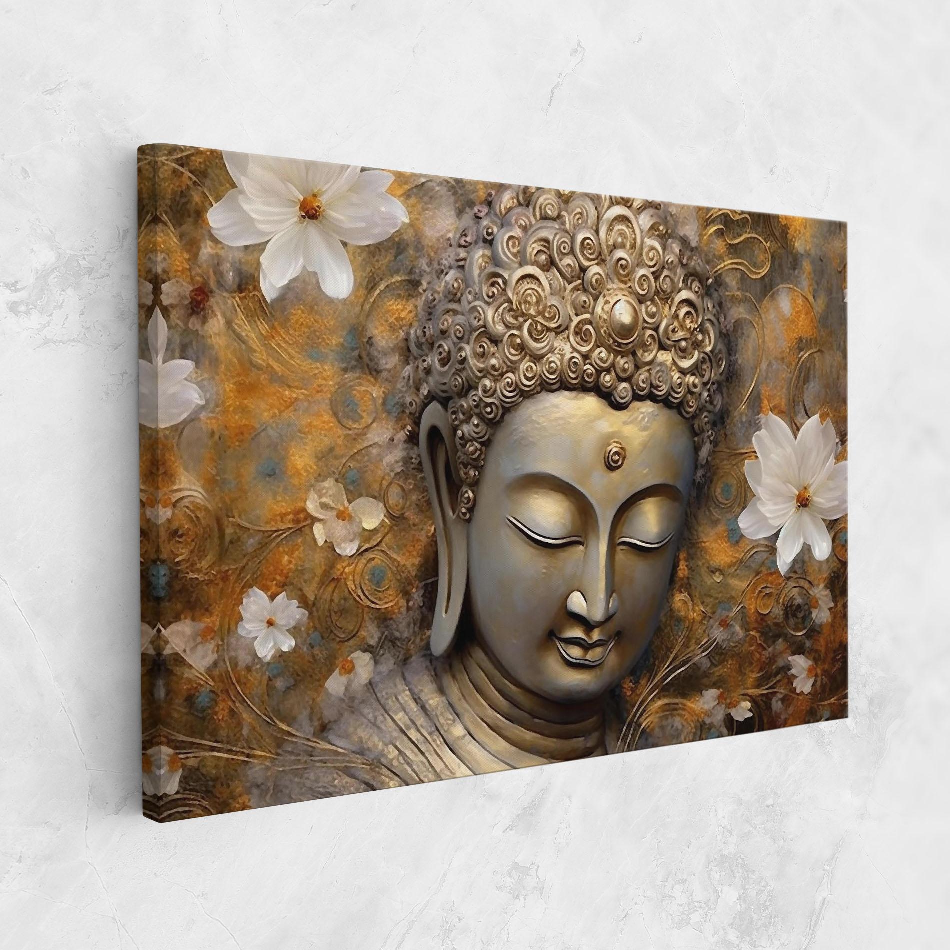 Leinwandbild White Flower Buddha Art mockup 1