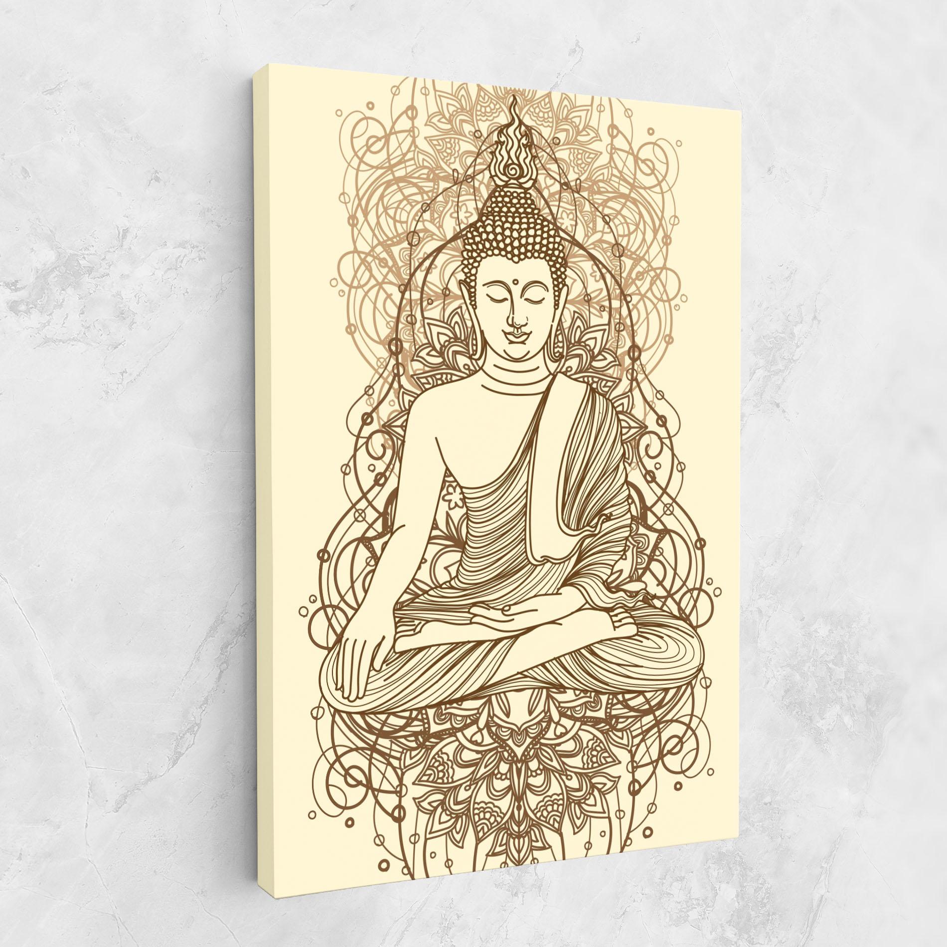 Leinwandbild Brown Line Buddha mockup 1