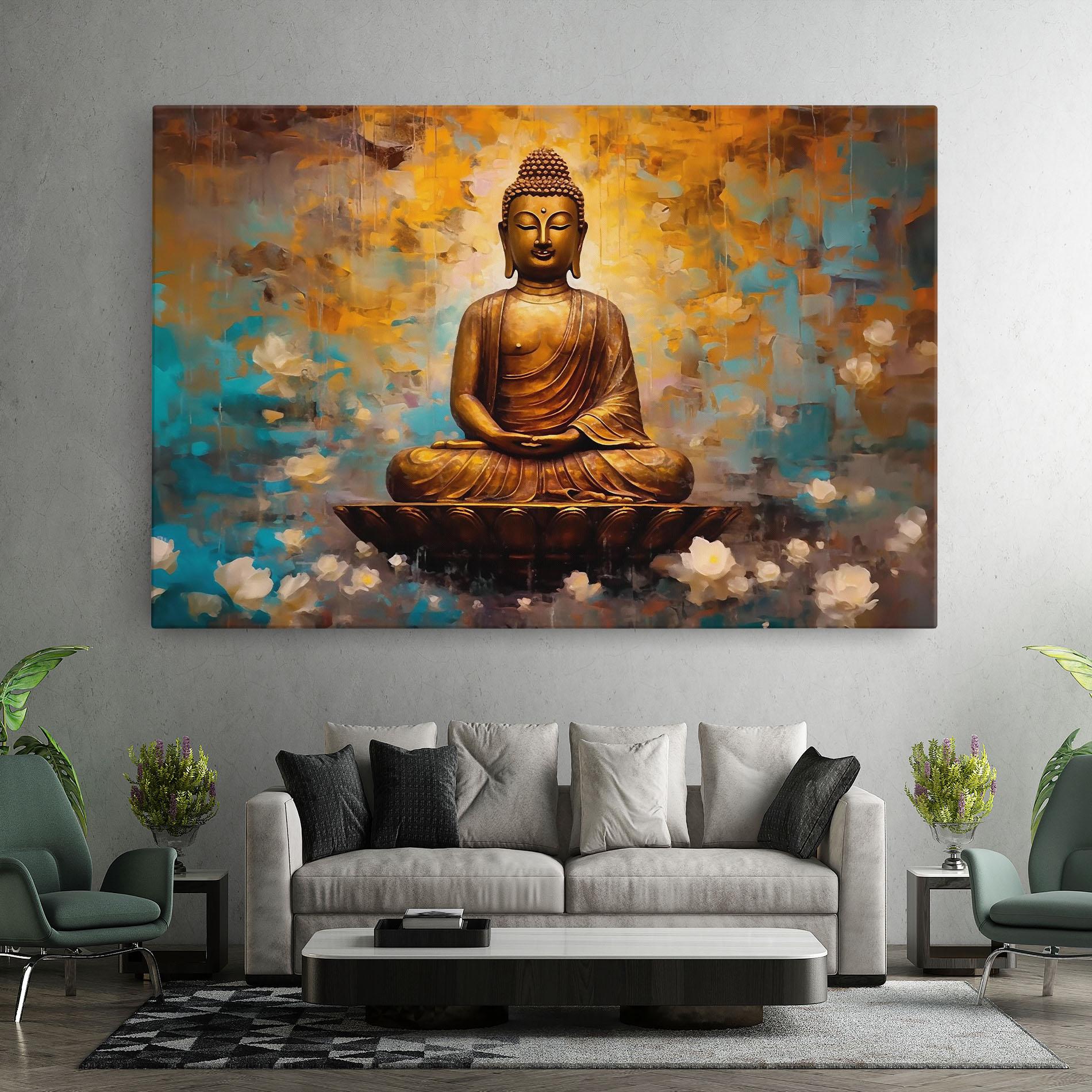 Leinwandbild Blue Gold Buddha mockup 7