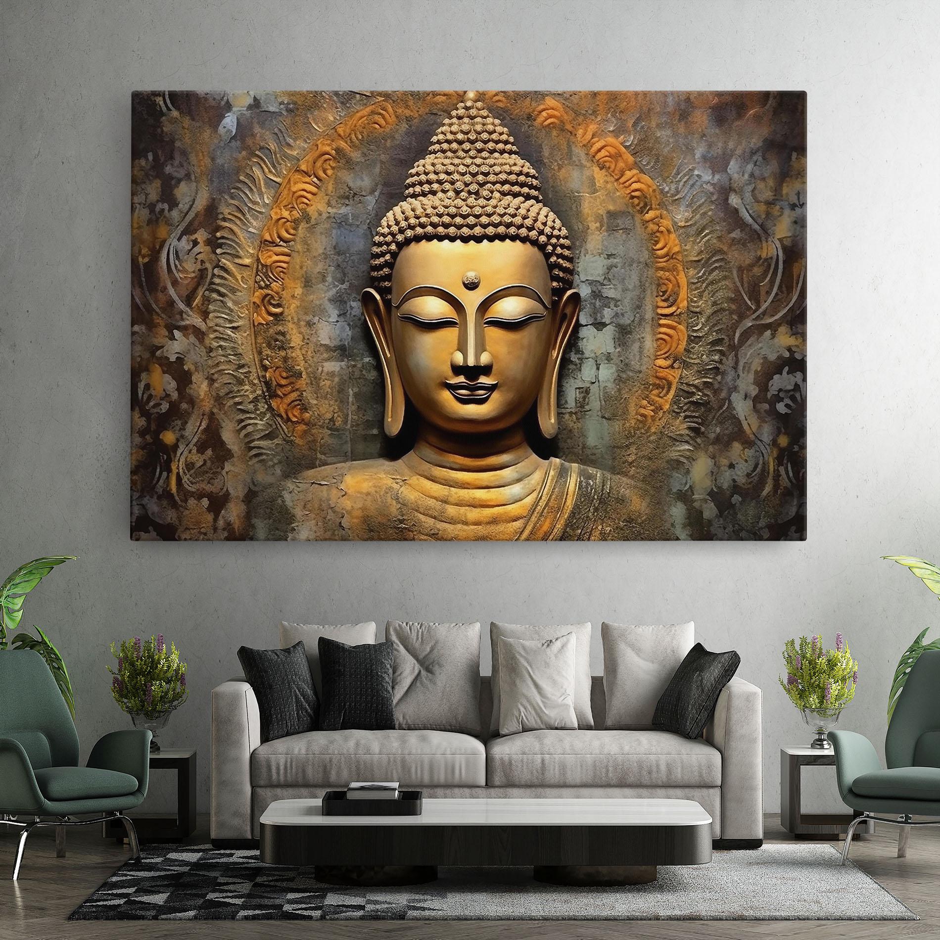 Leinwandbild Buddha 3d Head mockup 7