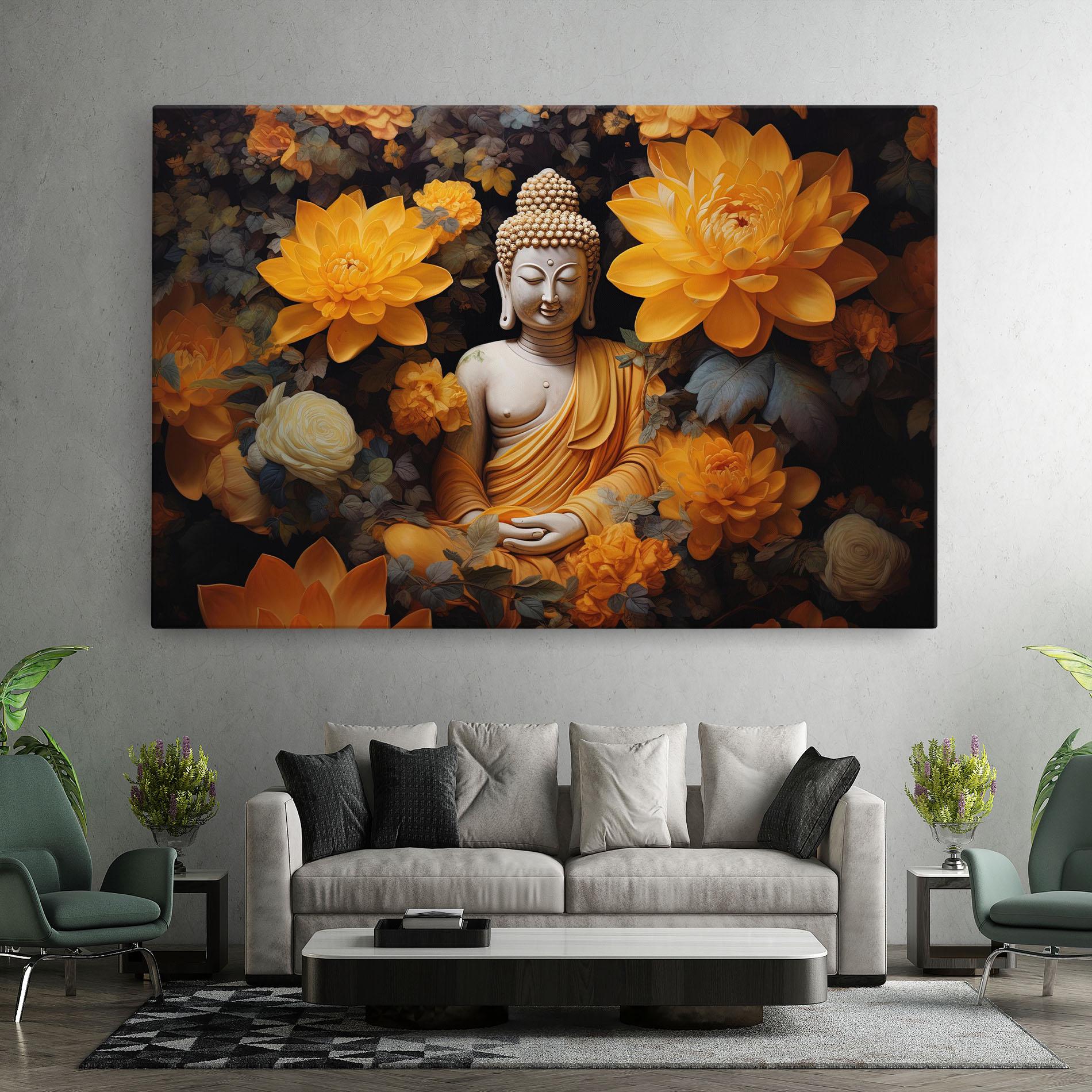 Leinwandbild Buddha Big Flowers mockup 7