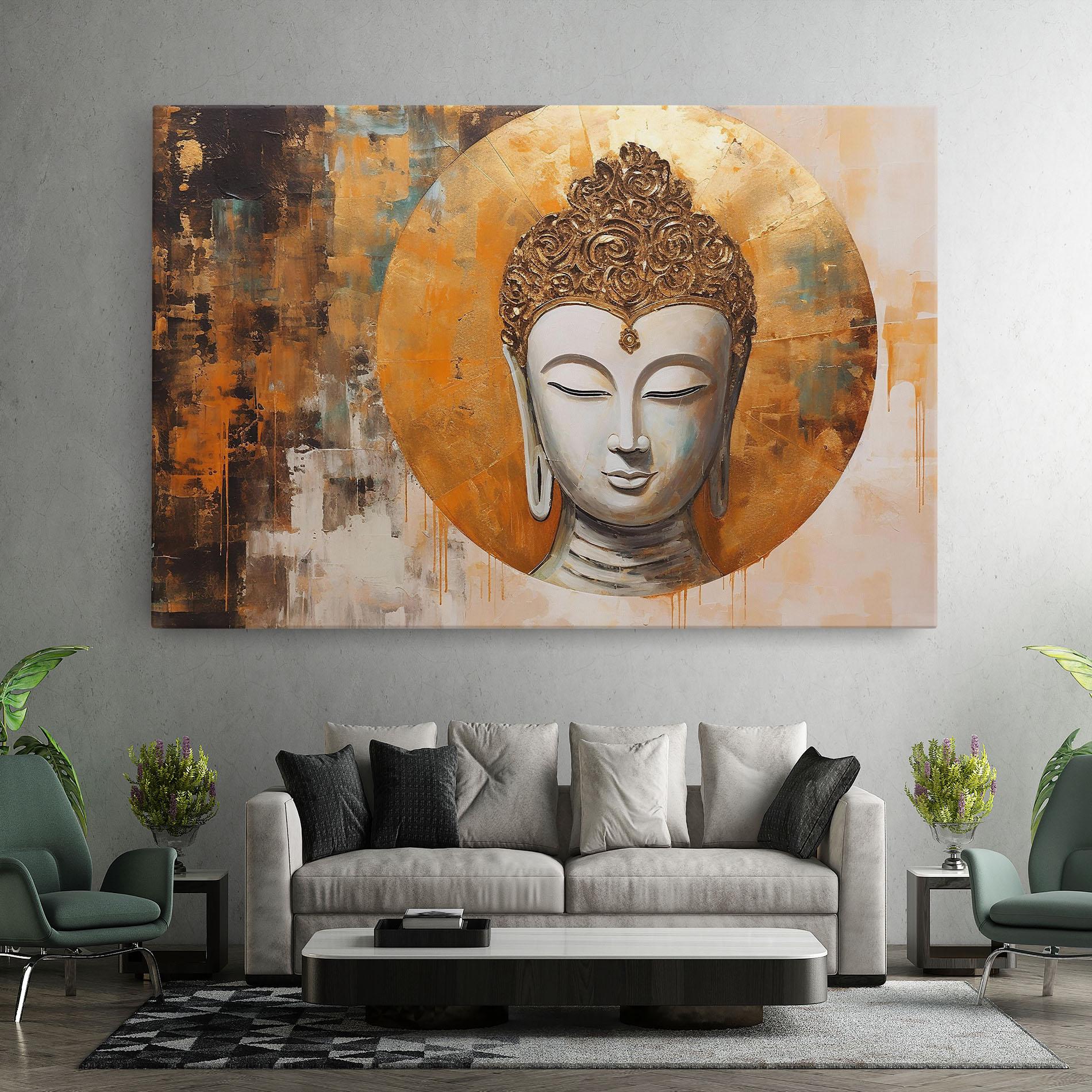 Leinwandbild Cream Circle Buddha mockup 7