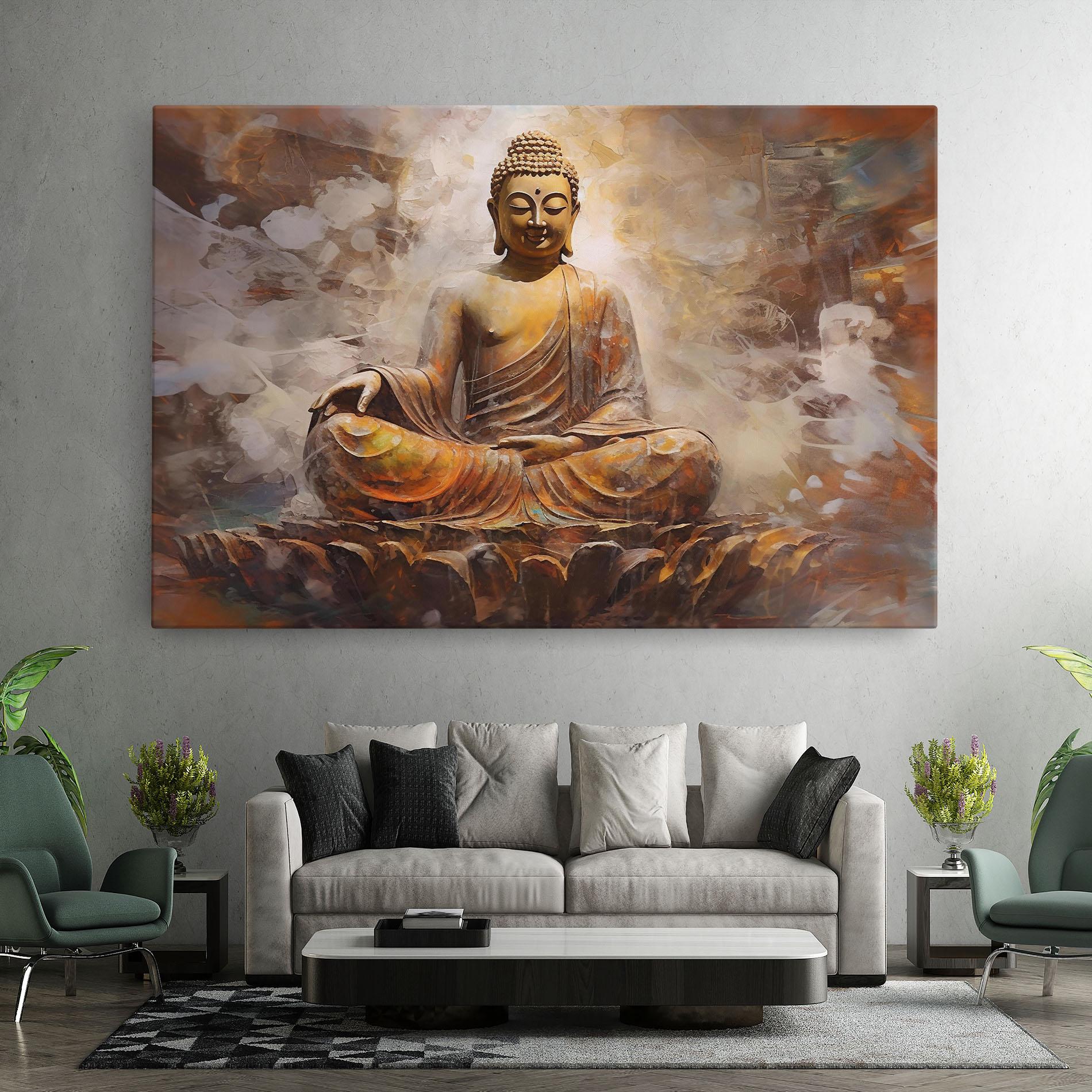 Leinwandbild Cream Orange Buddha mockup 7
