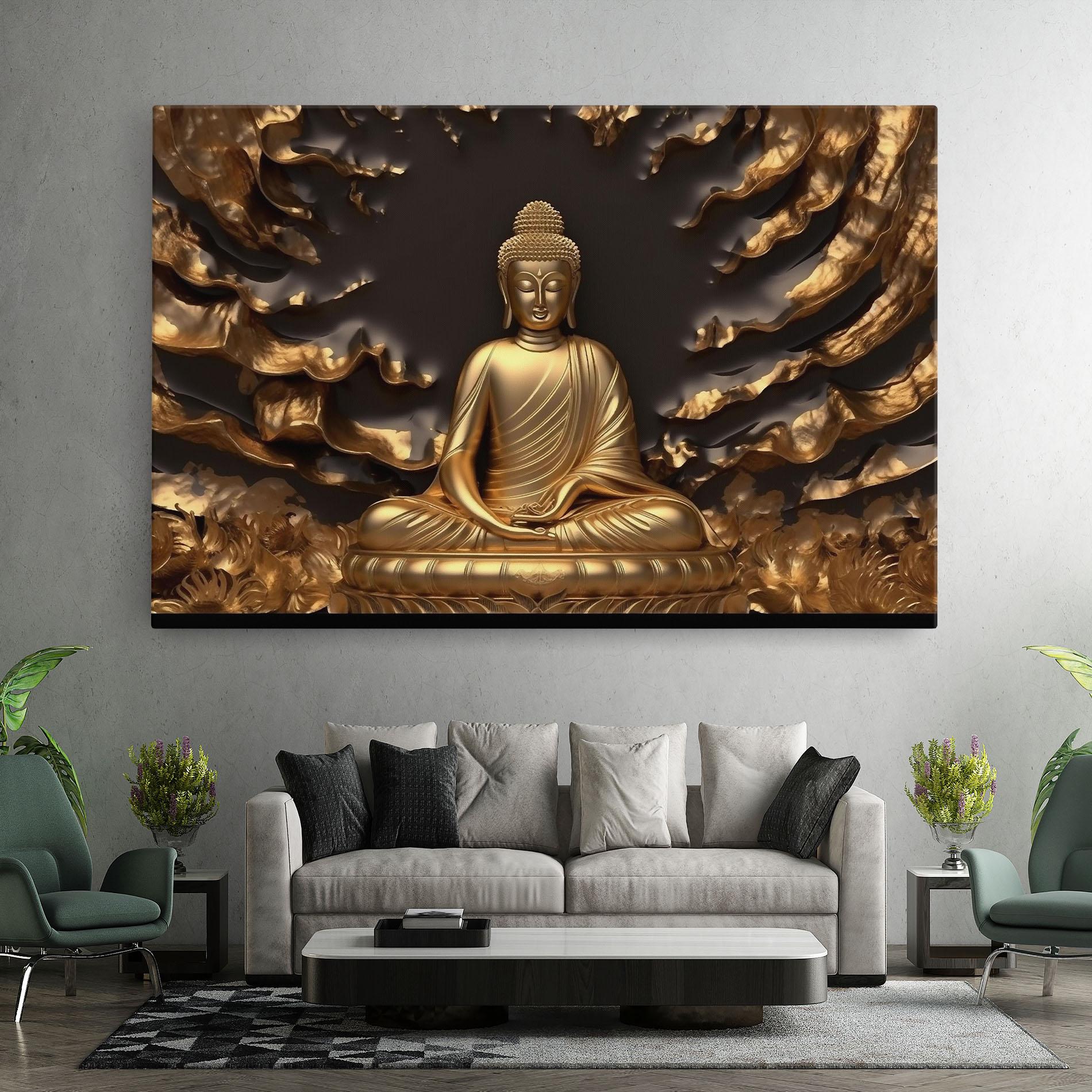 Leinwandbild Gold 3d Buddha mockup 7