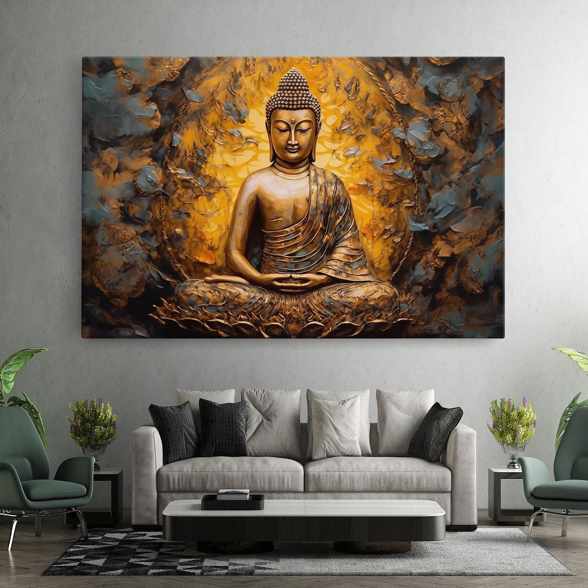 Leinwandbild Gold Grey Buddha mockup 7