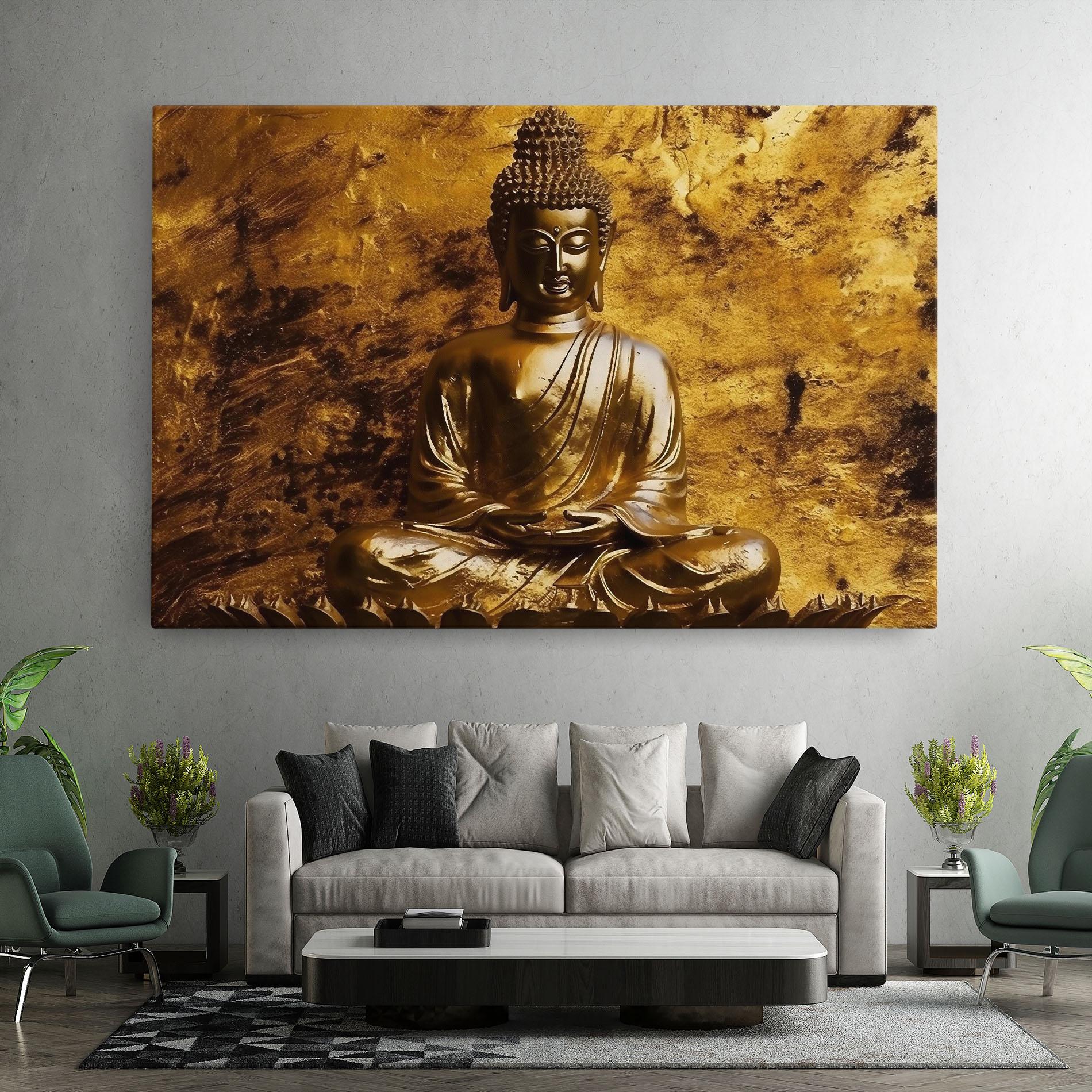 Leinwandbild Statue Gold Buddha mockup 7