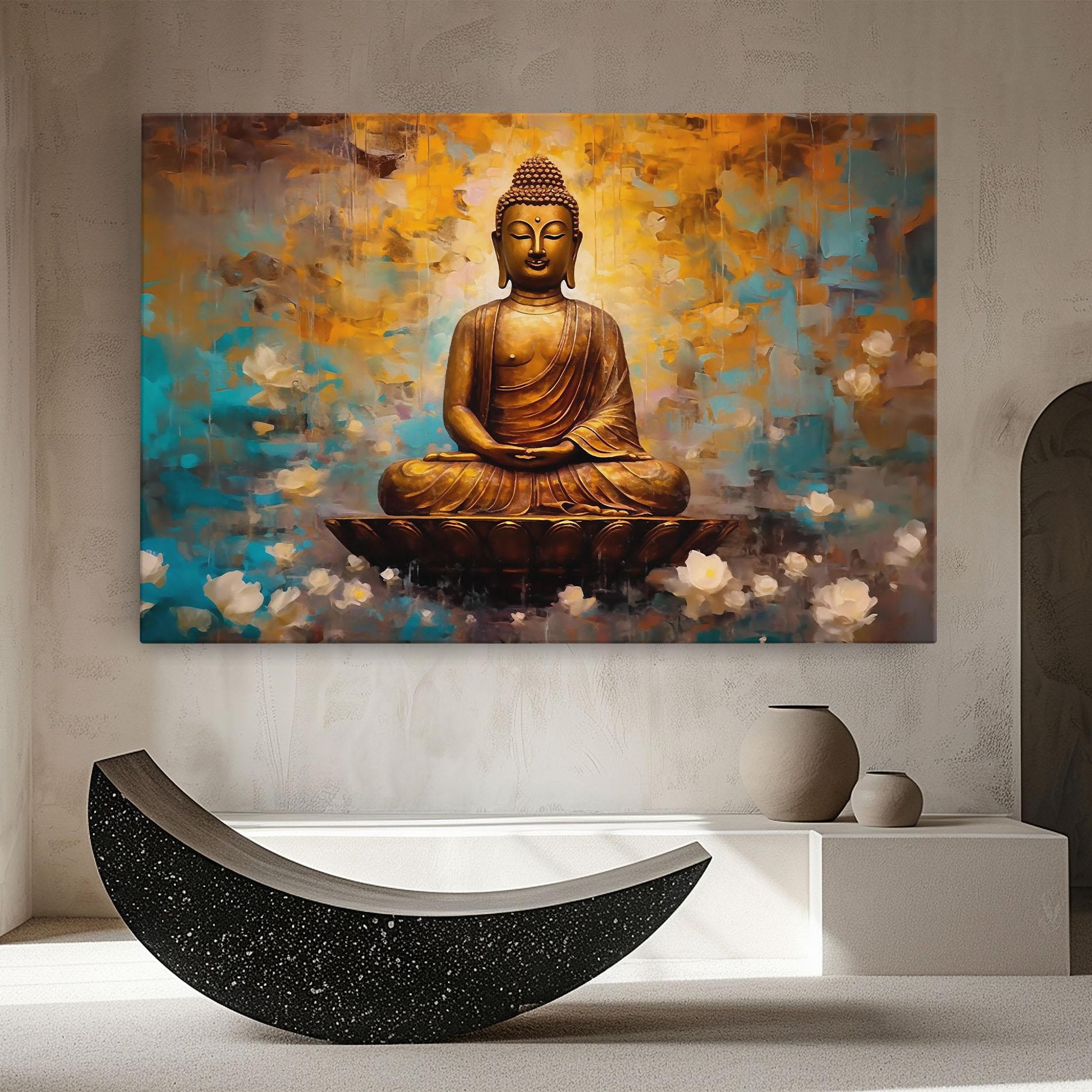 Leinwandbild Blue Gold Buddha mockup 8