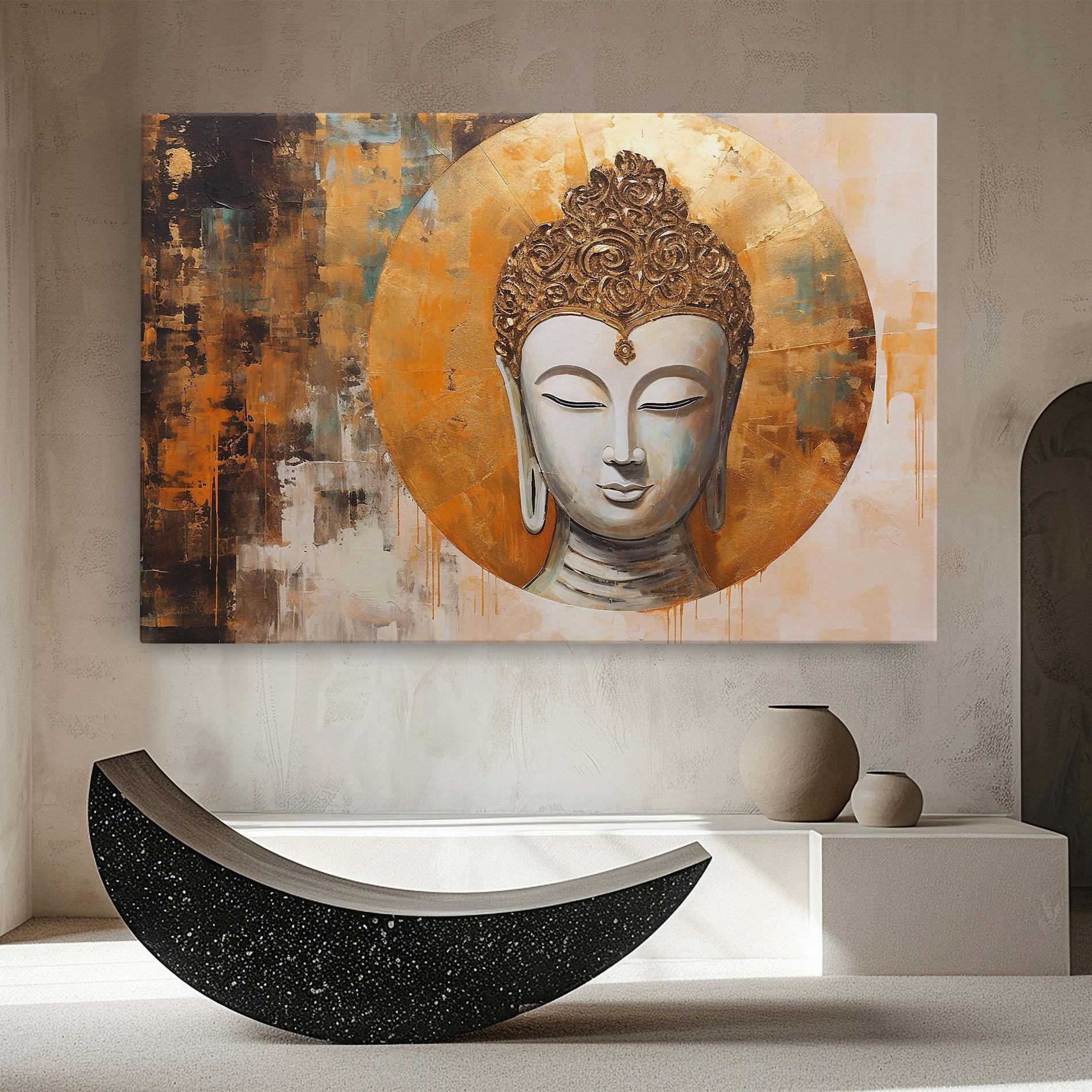Leinwandbild Cream Circle Buddha mockup 8
