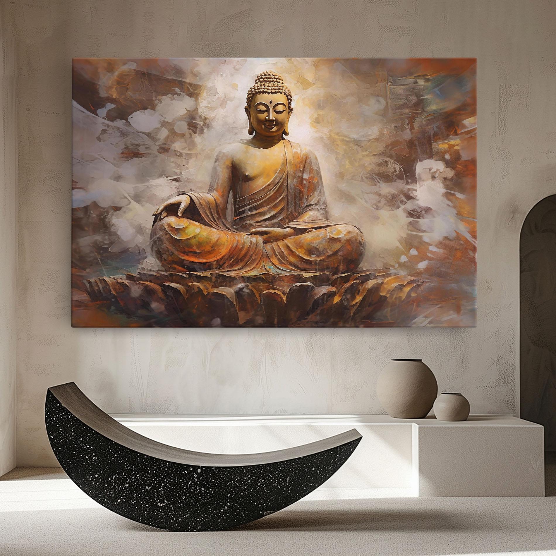 Leinwandbild Cream Orange Buddha mockup 8