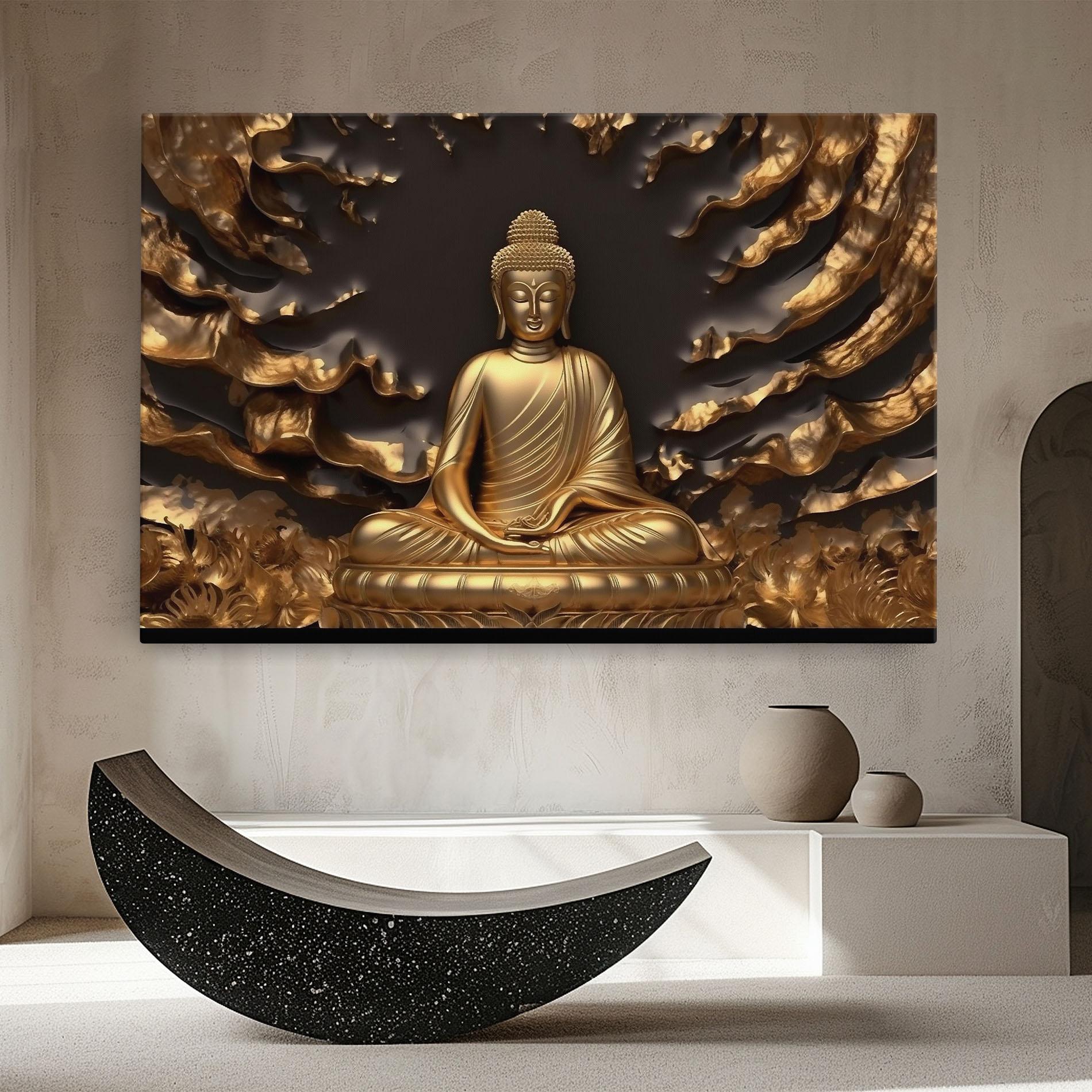 Leinwandbild Gold 3d Buddha mockup 8