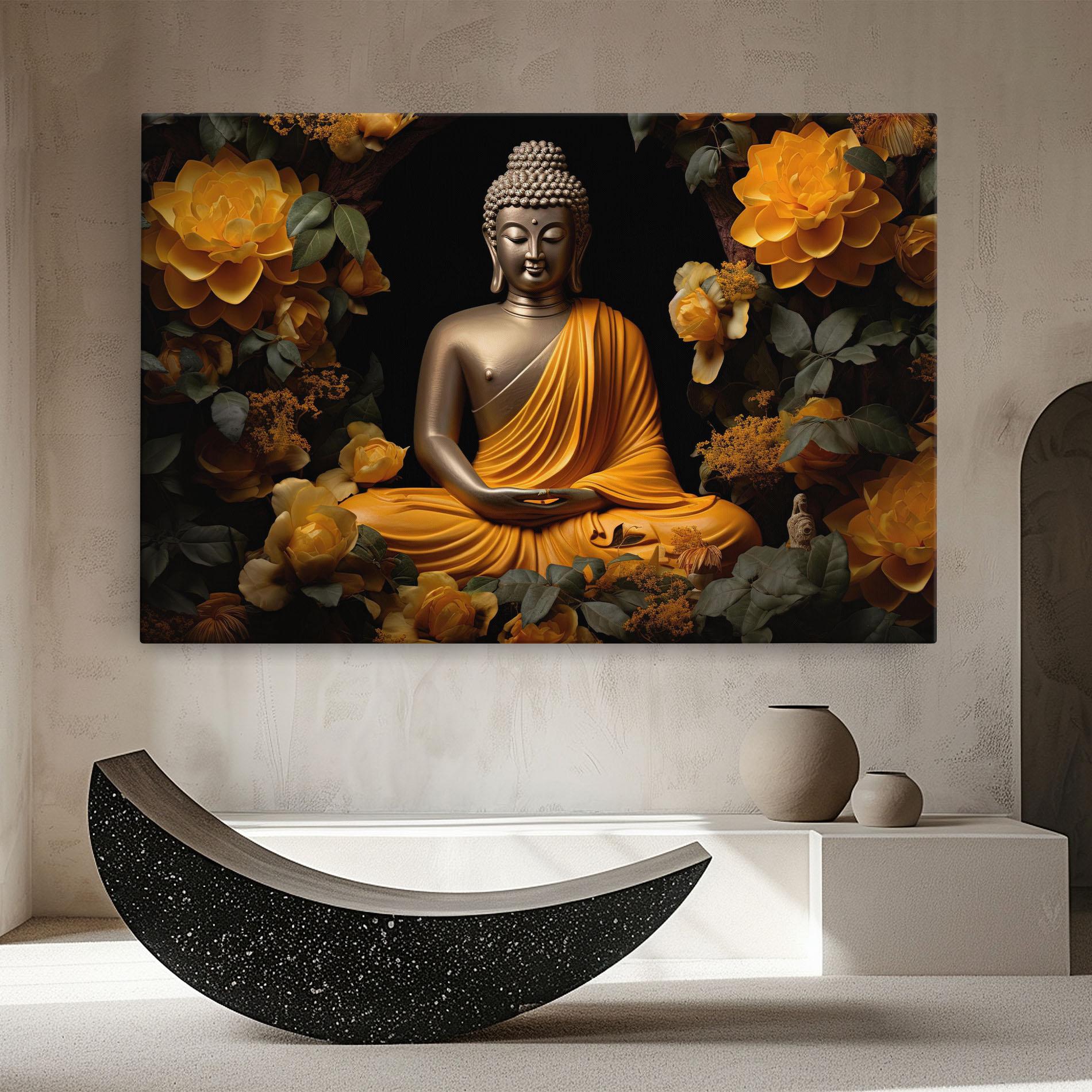 Leinwandbild Gold Buddha Flower mockup 8