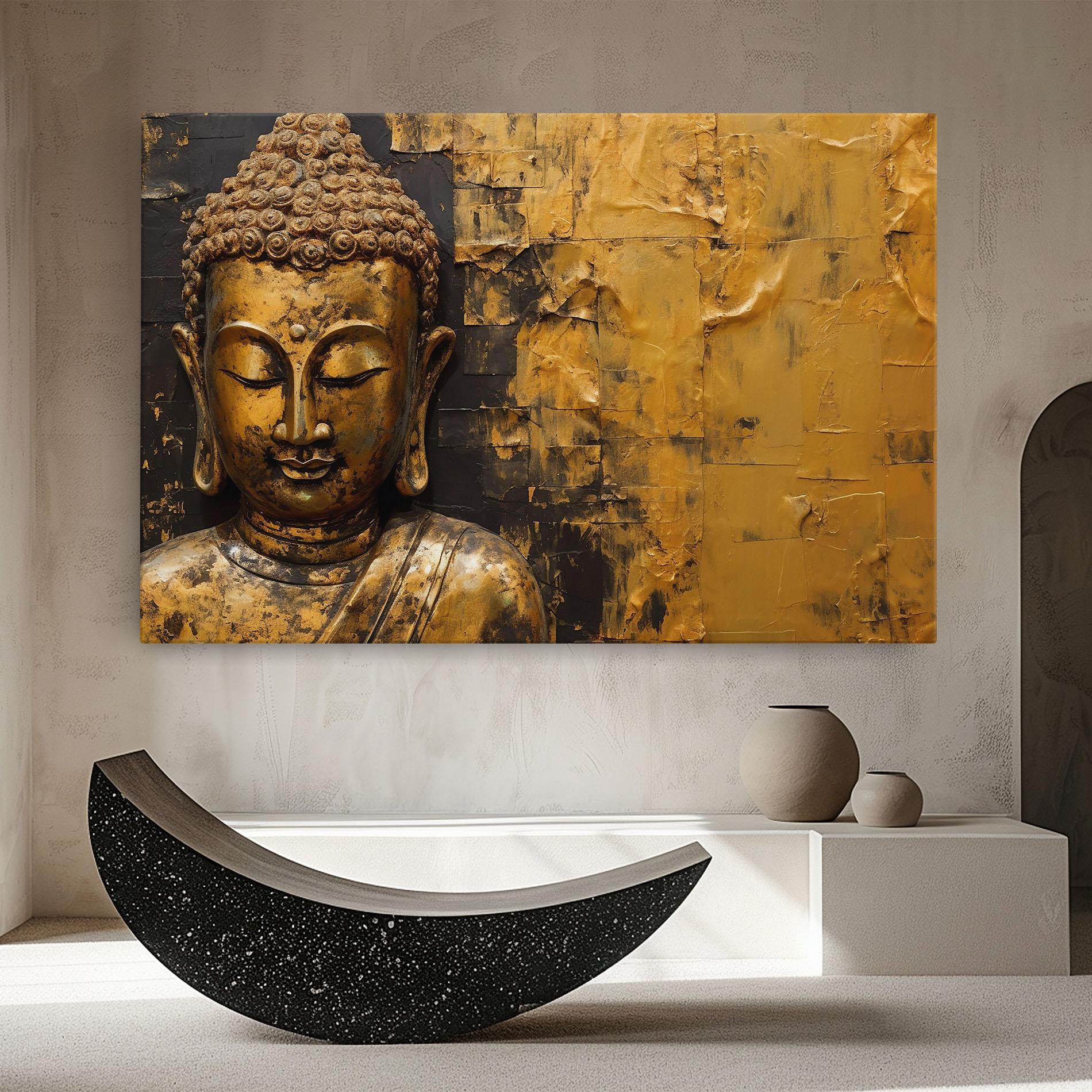 Leinwandbild Gold Paint Buddha mockup 8
