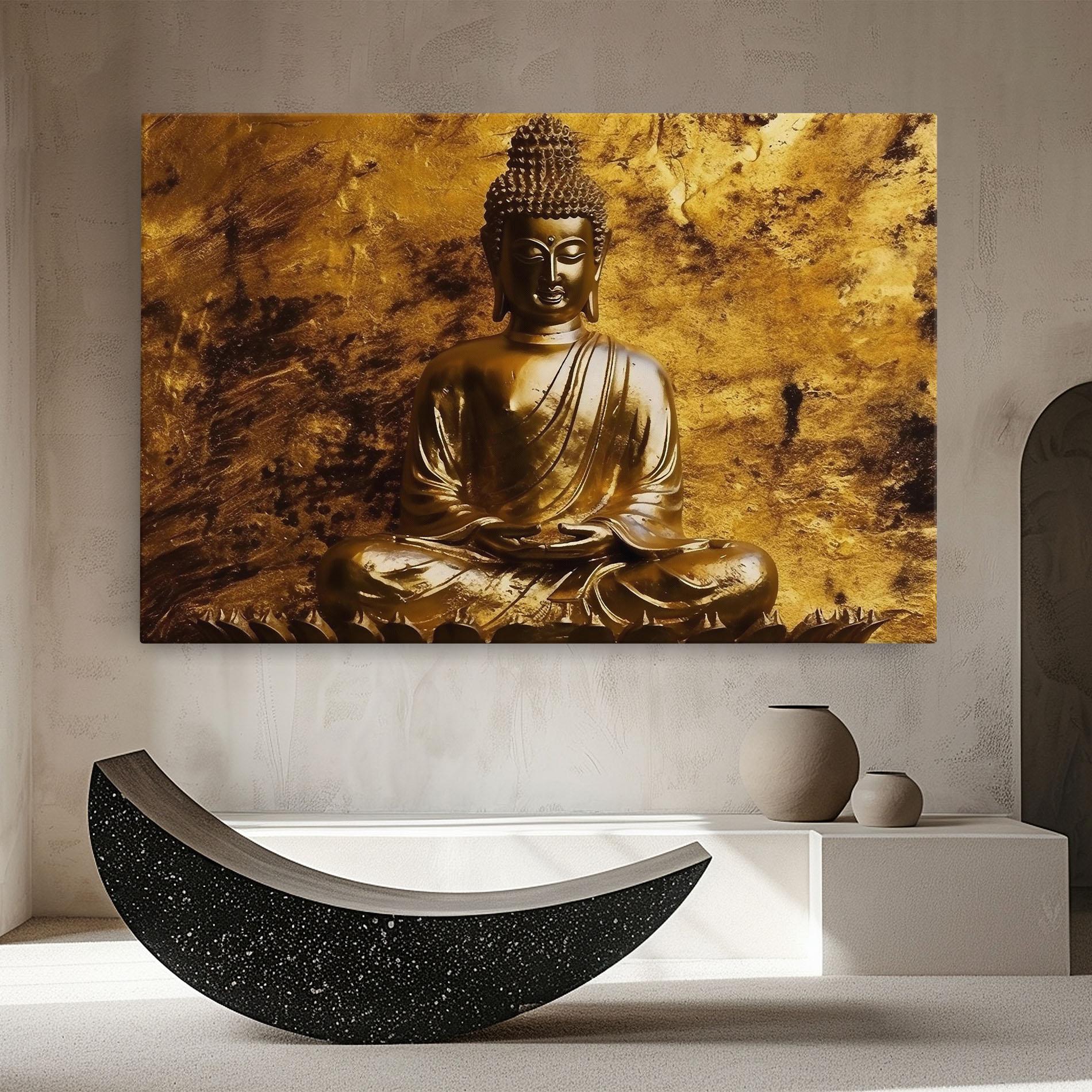 Leinwandbild Statue Gold Buddha mockup 8