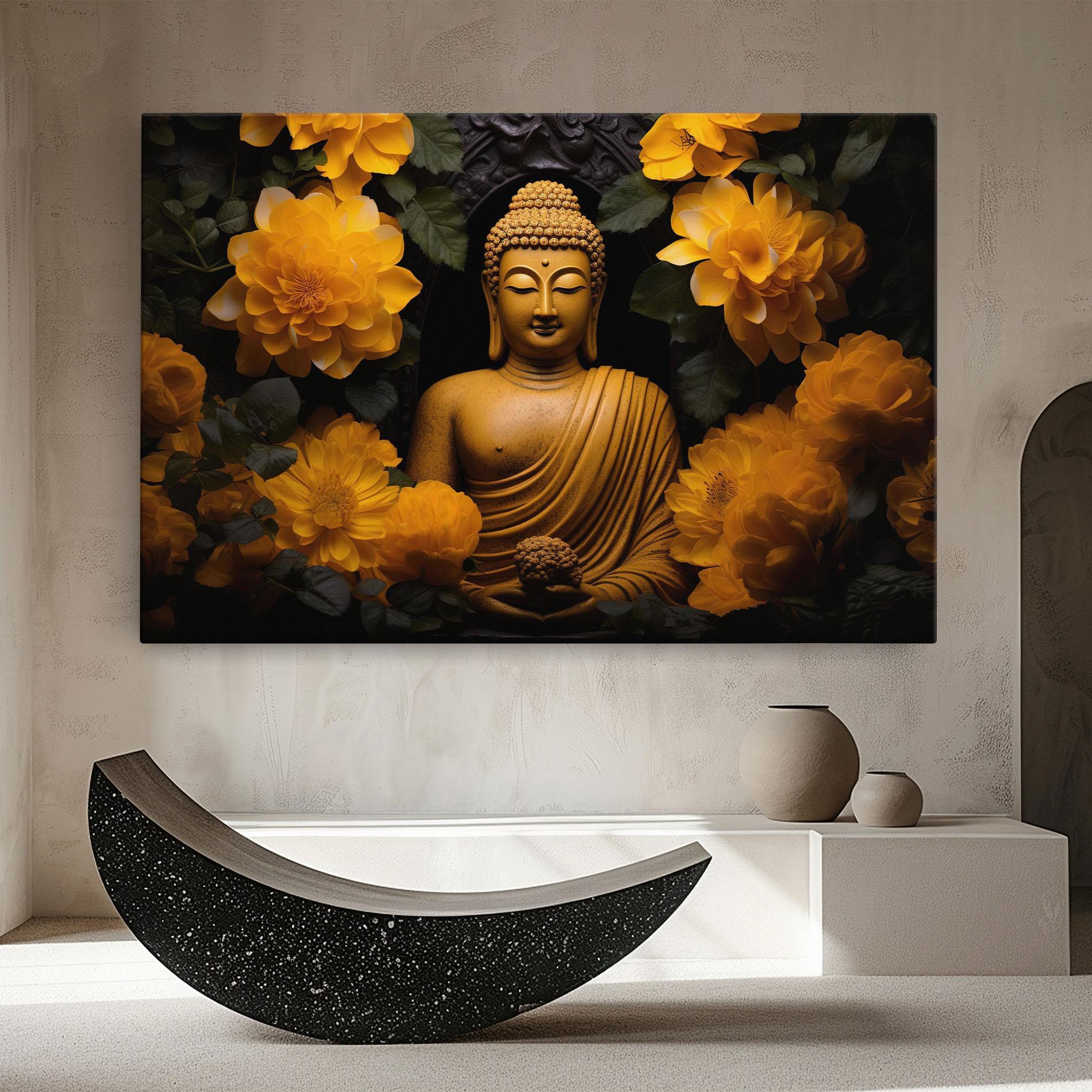 Leinwandbild Vecteezy_buddha Statue Surrounded By Yellow Flowers Ai Generated_27745002_860 mockup 8