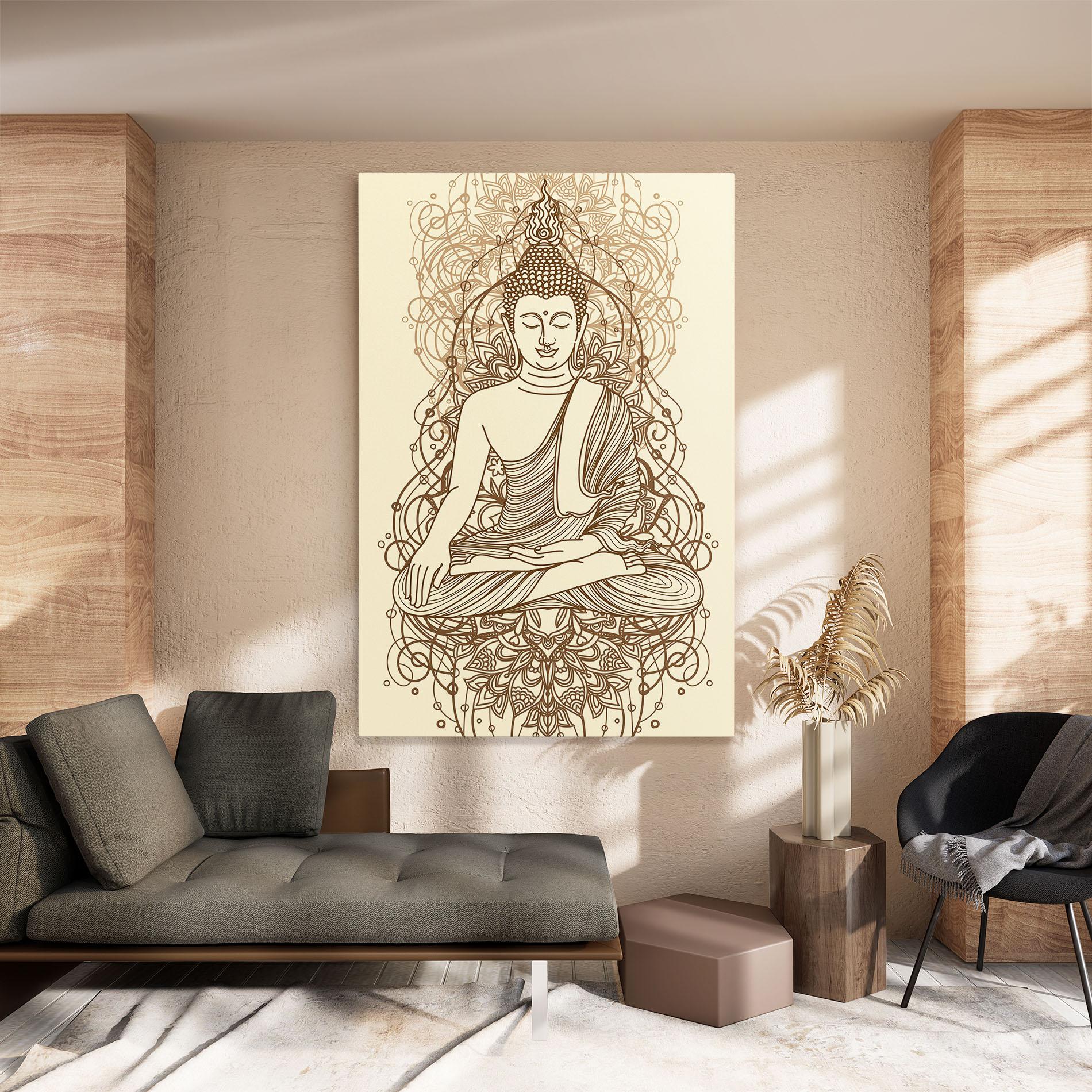 Leinwandbild Brown Line Buddha mockup 8