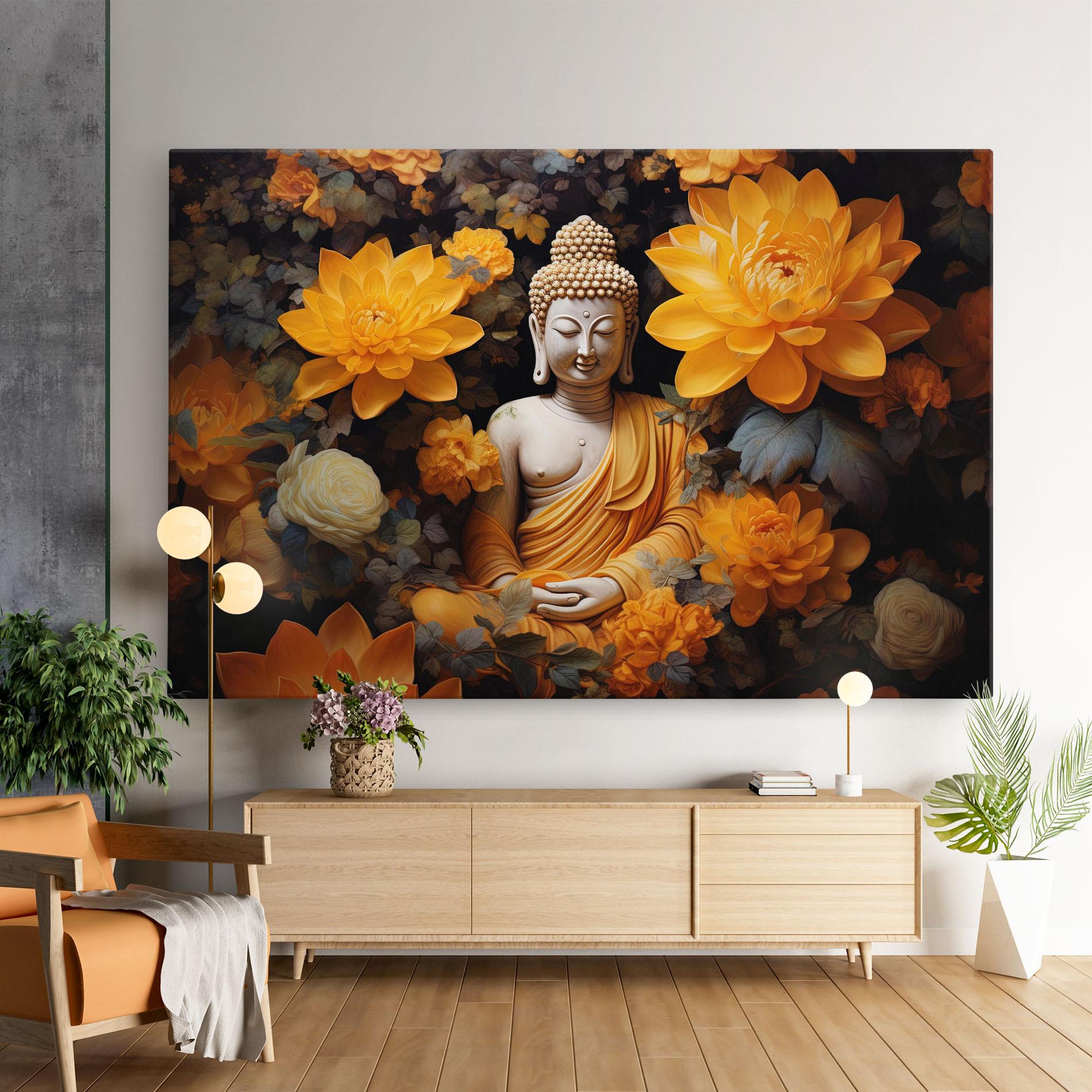Leinwandbild Buddha Big Flowers mockup 9