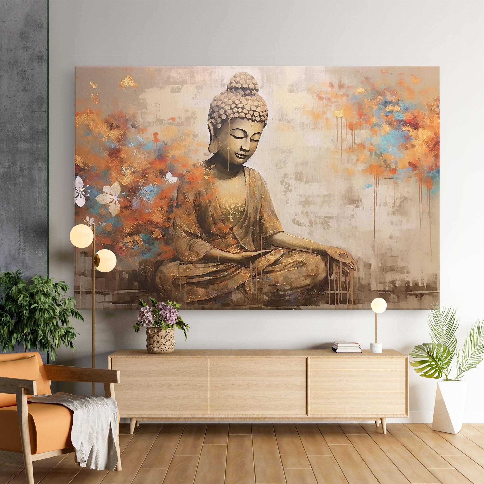 Leinwandbild Buddha Cream Blue mockup 9