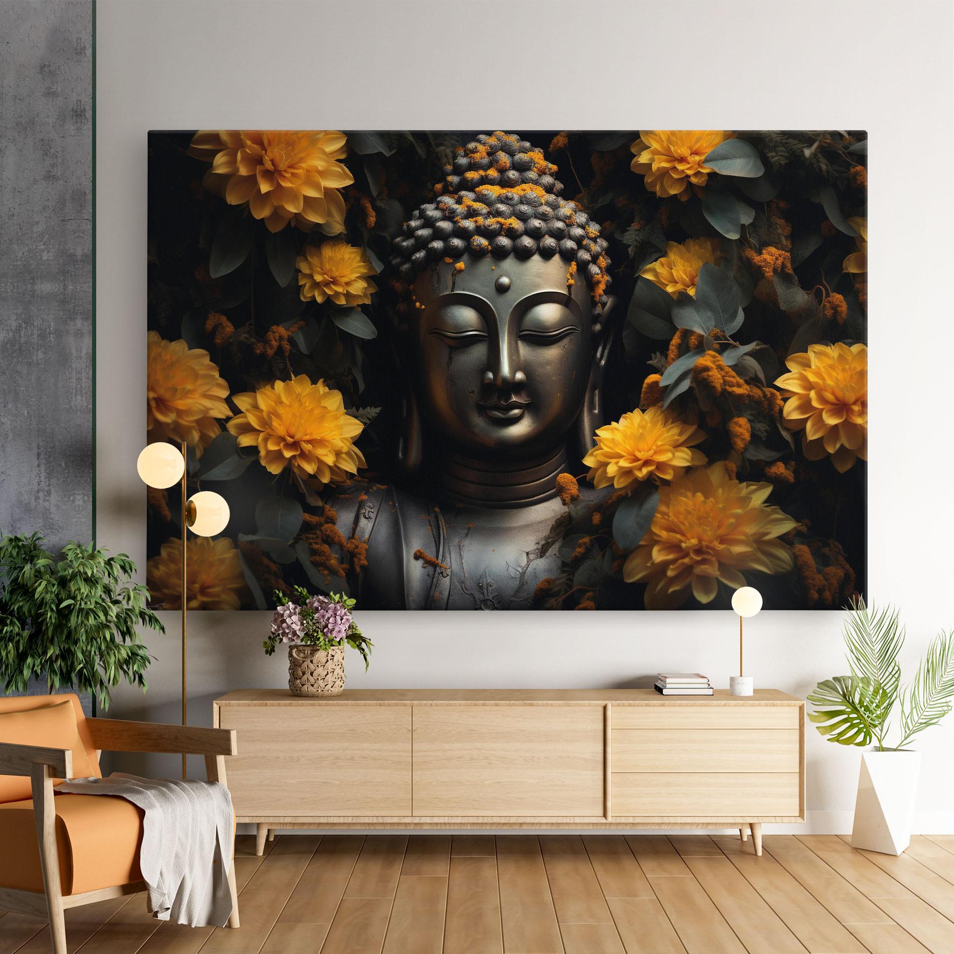 Leinwandbild Buddha Peace Statue mockup 9