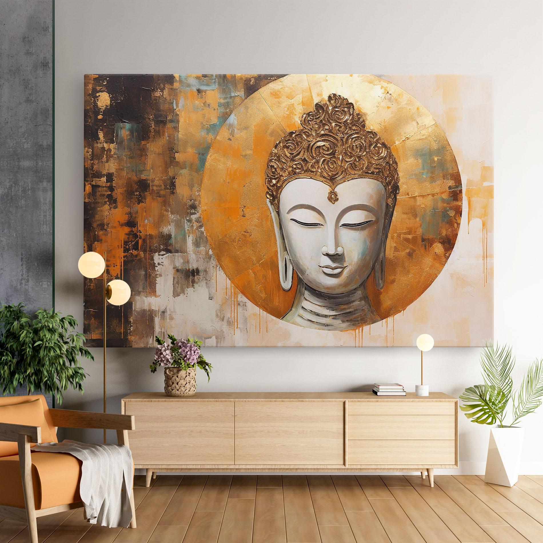 Leinwandbild Cream Circle Buddha mockup 9