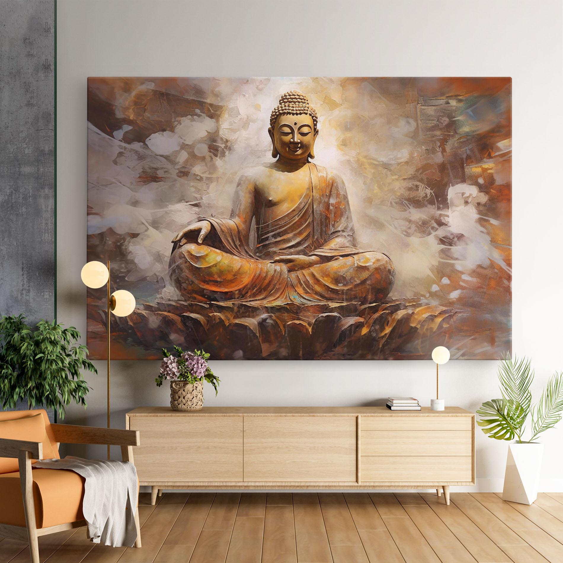 Leinwandbild Cream Orange Buddha mockup 9