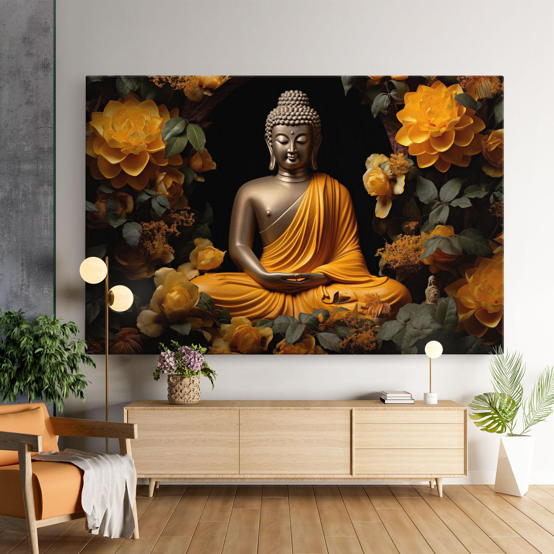 Leinwandbild Gold Buddha Flower mockup 9