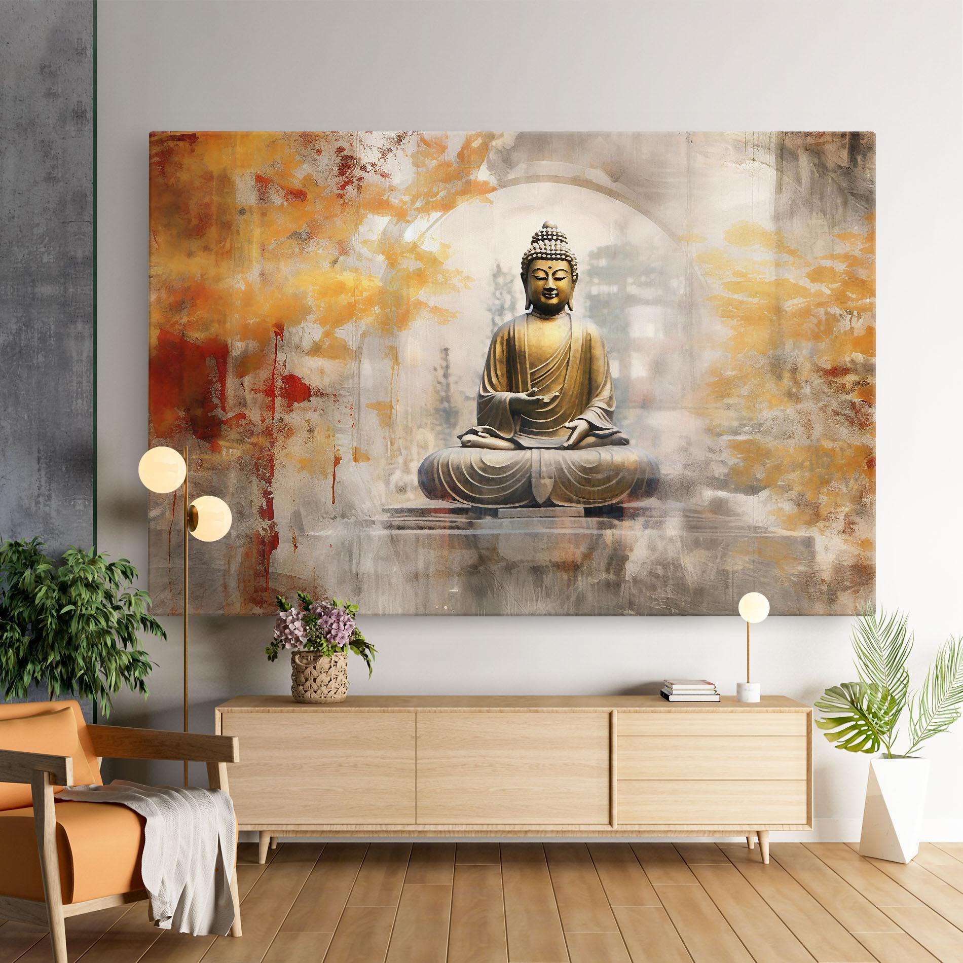 Leinwandbild Grey Gold Buddha mockup 9