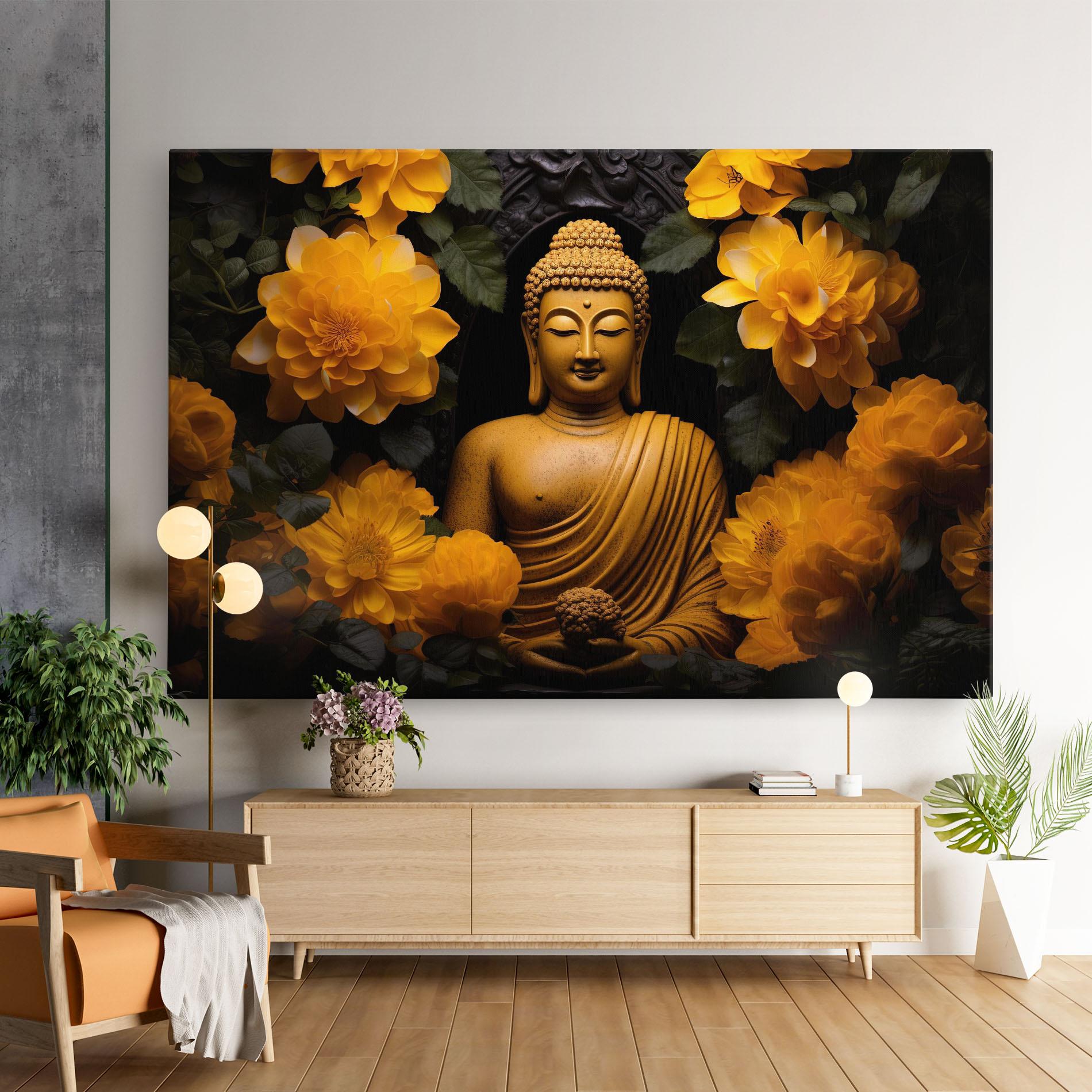 Leinwandbild Vecteezy_buddha Statue Surrounded By Yellow Flowers Ai Generated_27745002_860 mockup 9