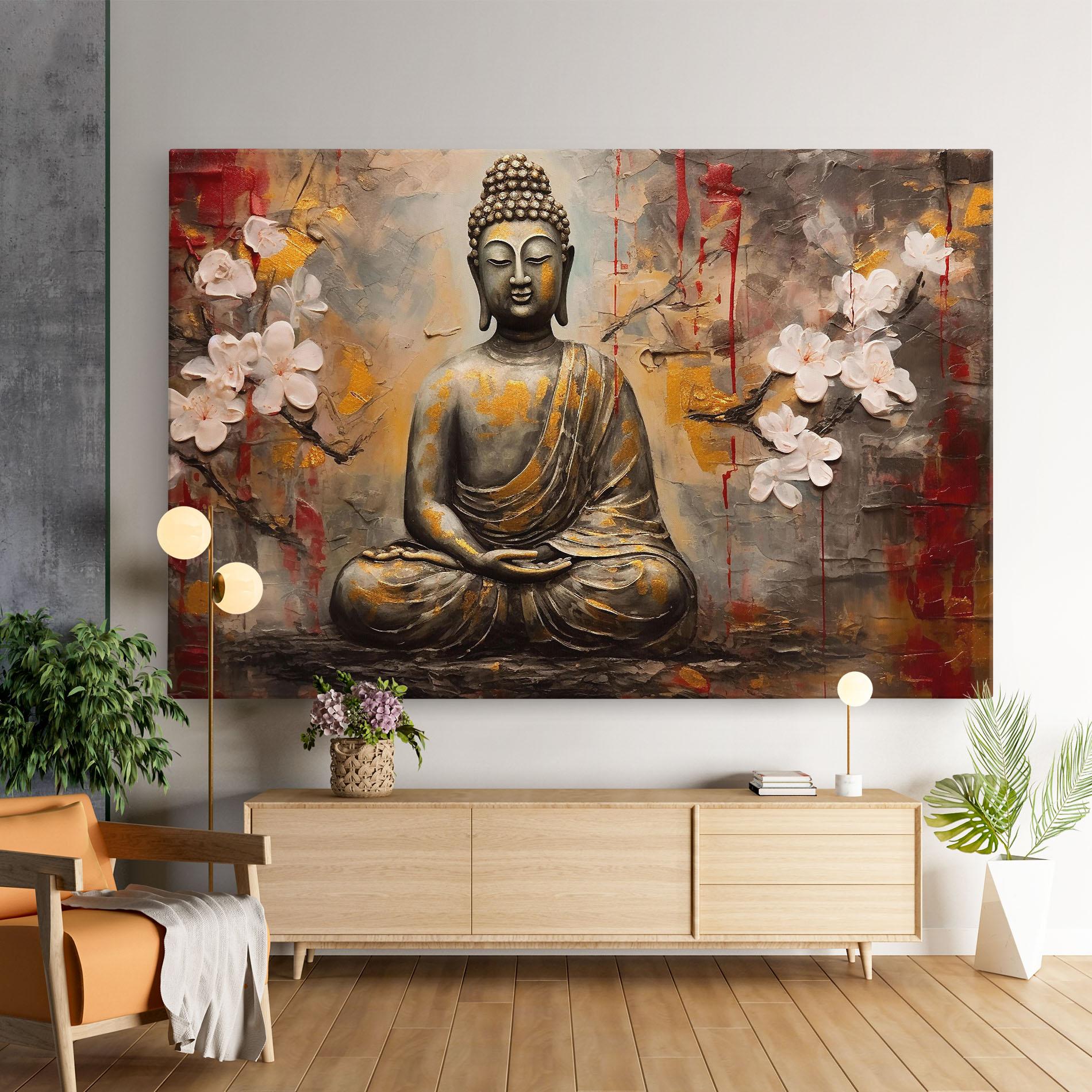 Leinwandbild White Red Buddha mockup 9