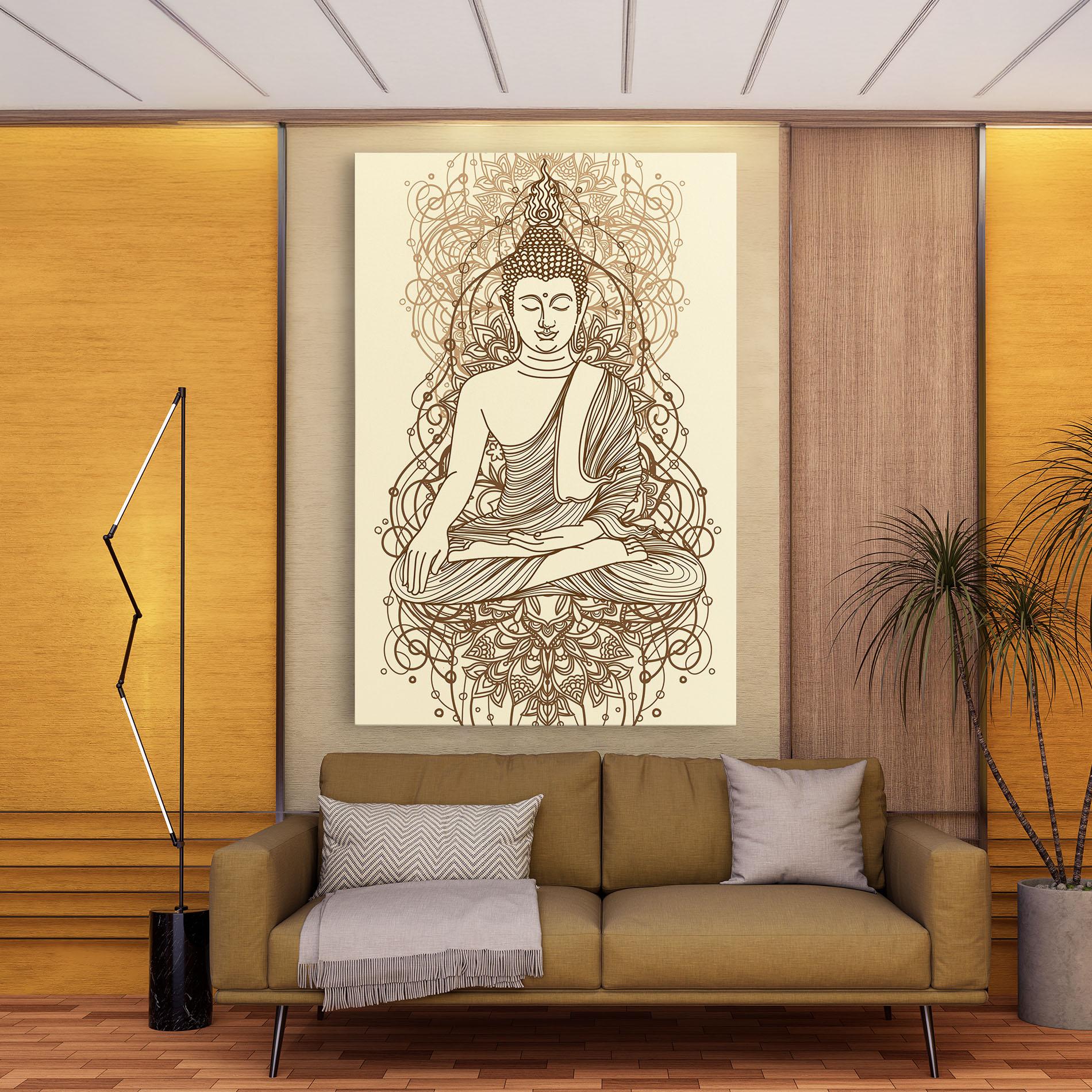 Leinwandbild Brown Line Buddha mockup 9