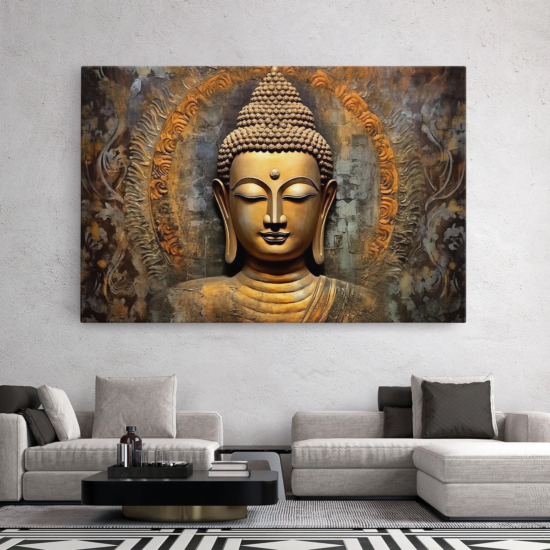 Leinwandbild Buddha 3d Head mockup 2