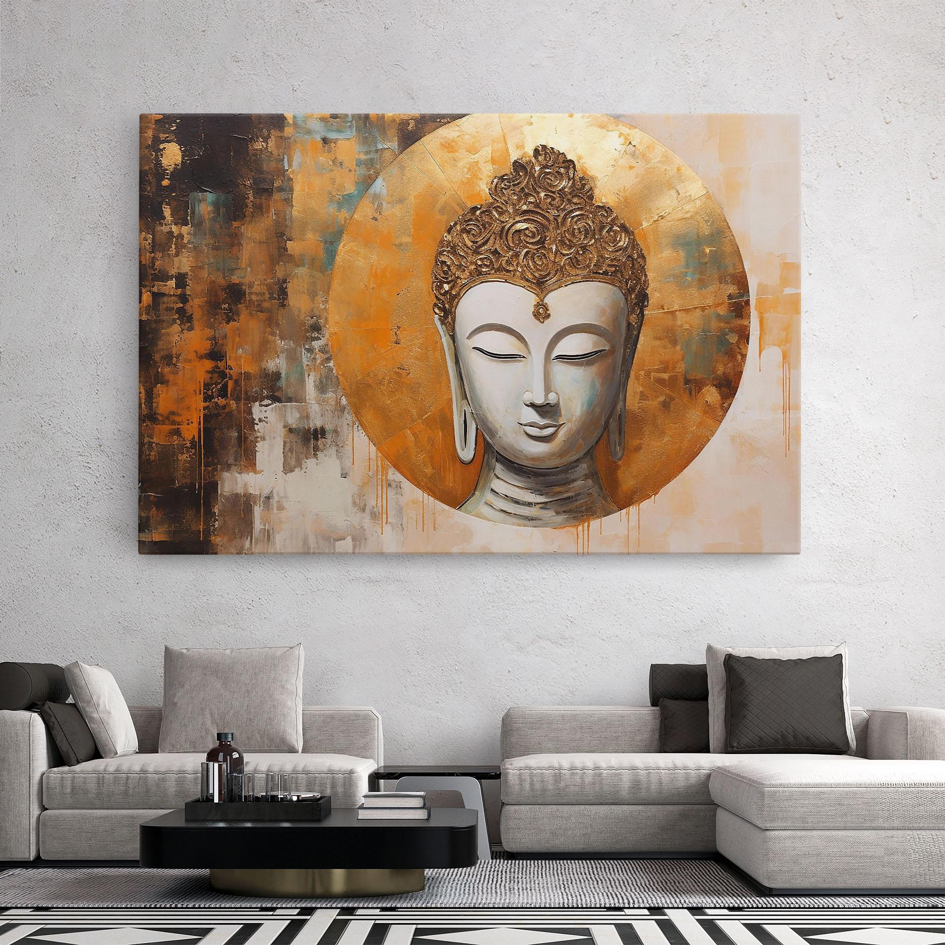 Leinwandbild Cream Circle Buddha mockup 2