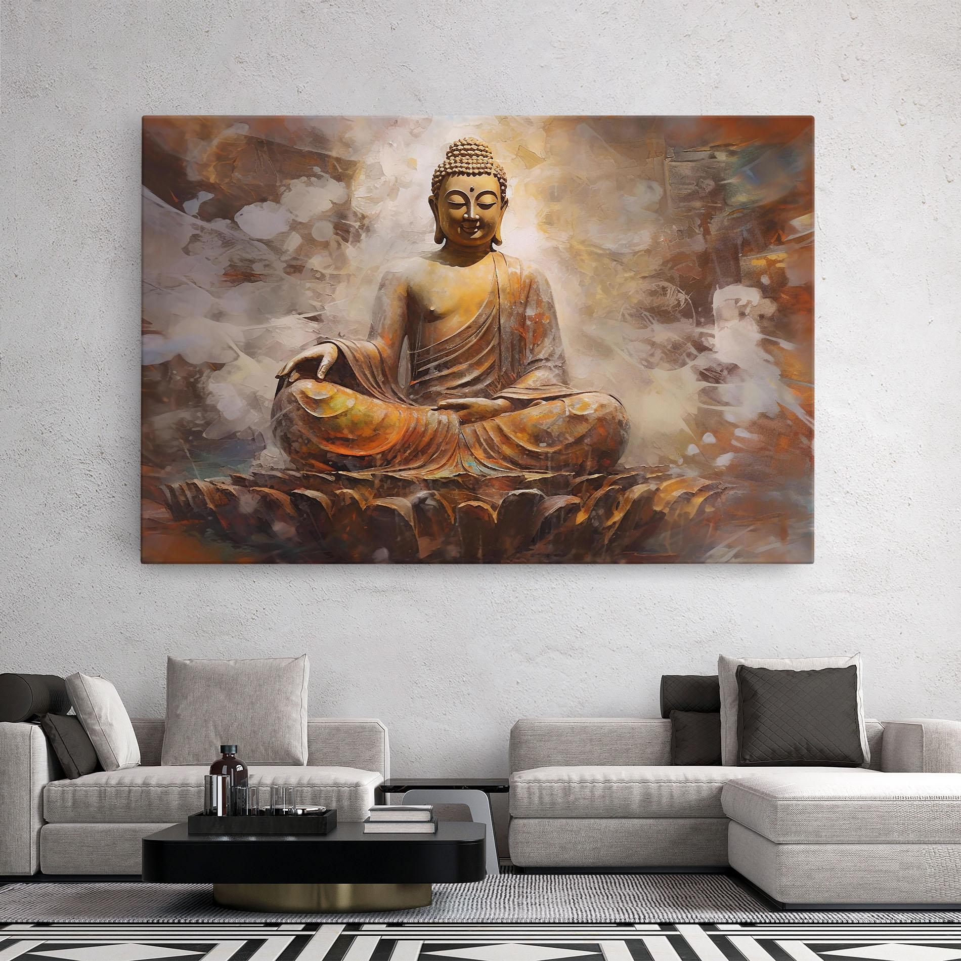 Leinwandbild Cream Orange Buddha mockup 2