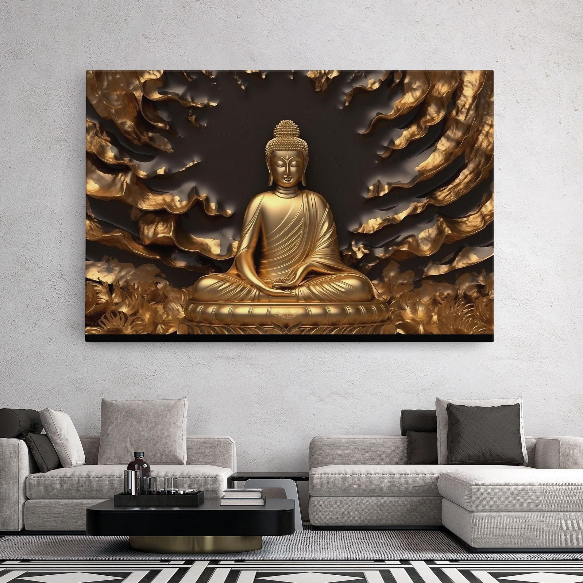 Leinwandbild Gold 3d Buddha mockup 2